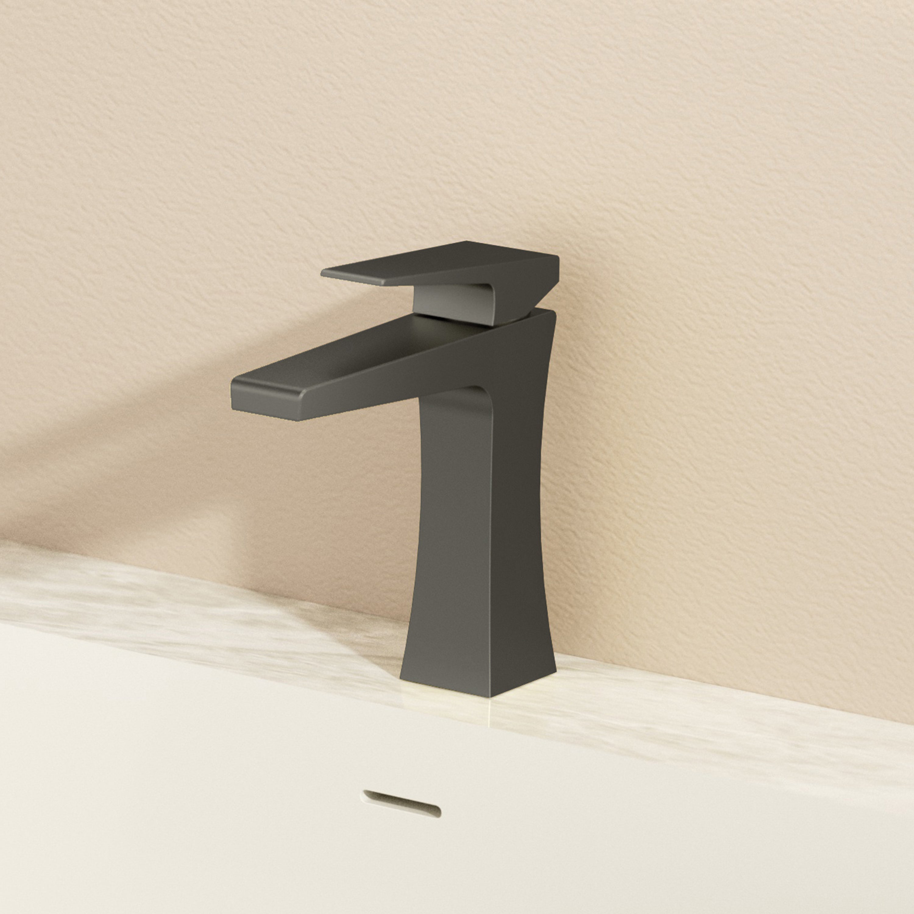 Robinet de Lavabo de Salle de Bains à 1 Poignée Bari en Noir Mat