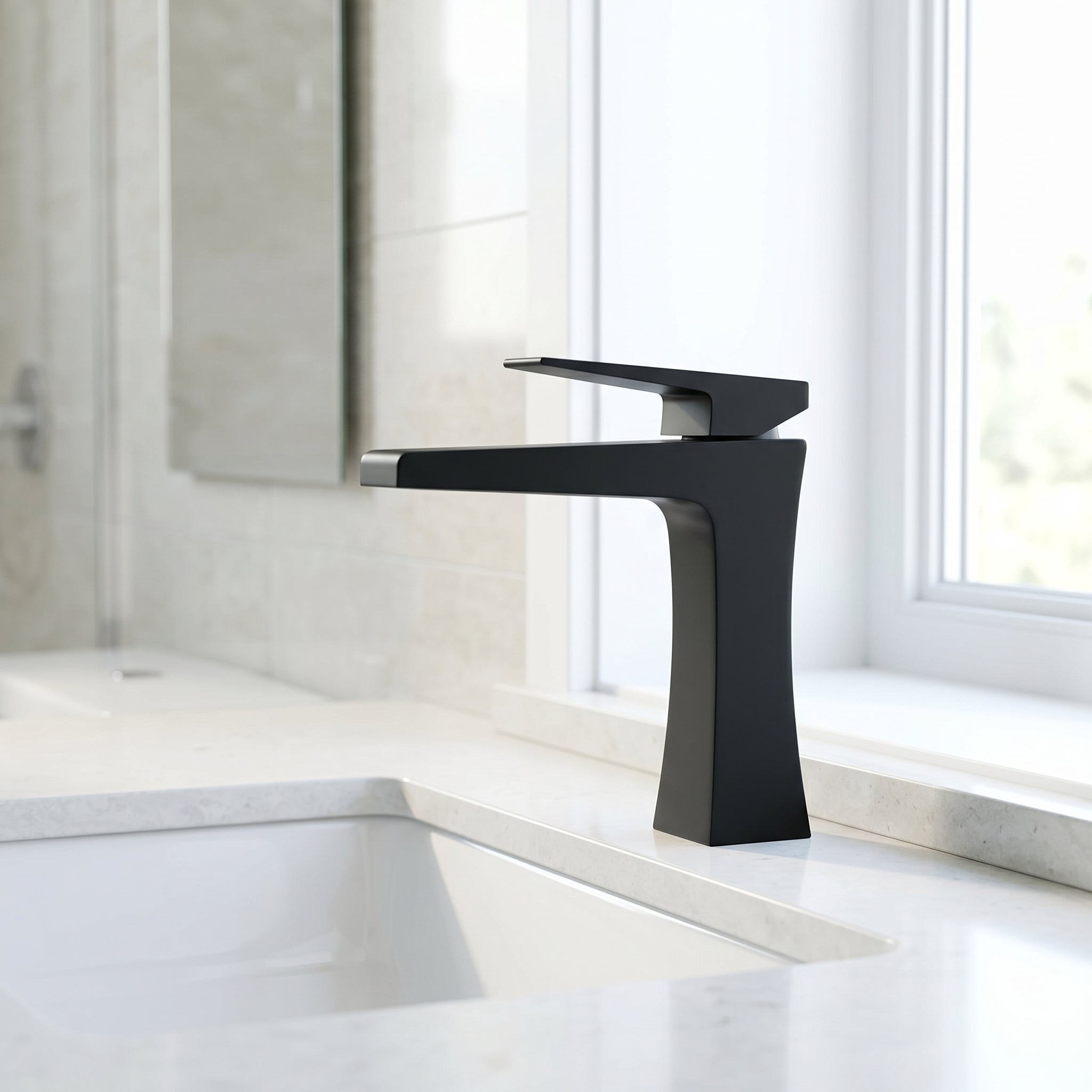 Bari Single Handle Bathroom Sink Faucet in Matte Black