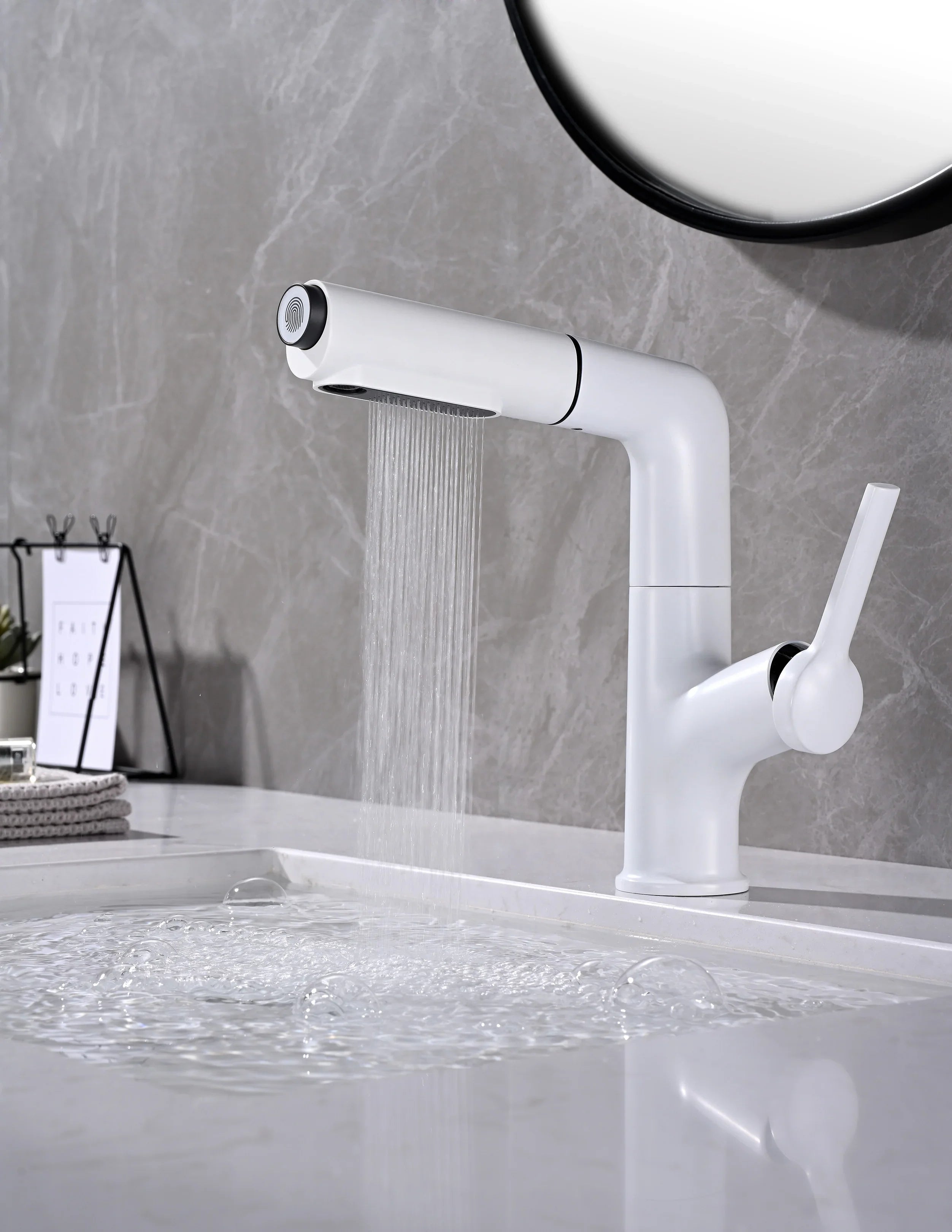 Fontaine Single Handle Bathroom Sink Faucet in White