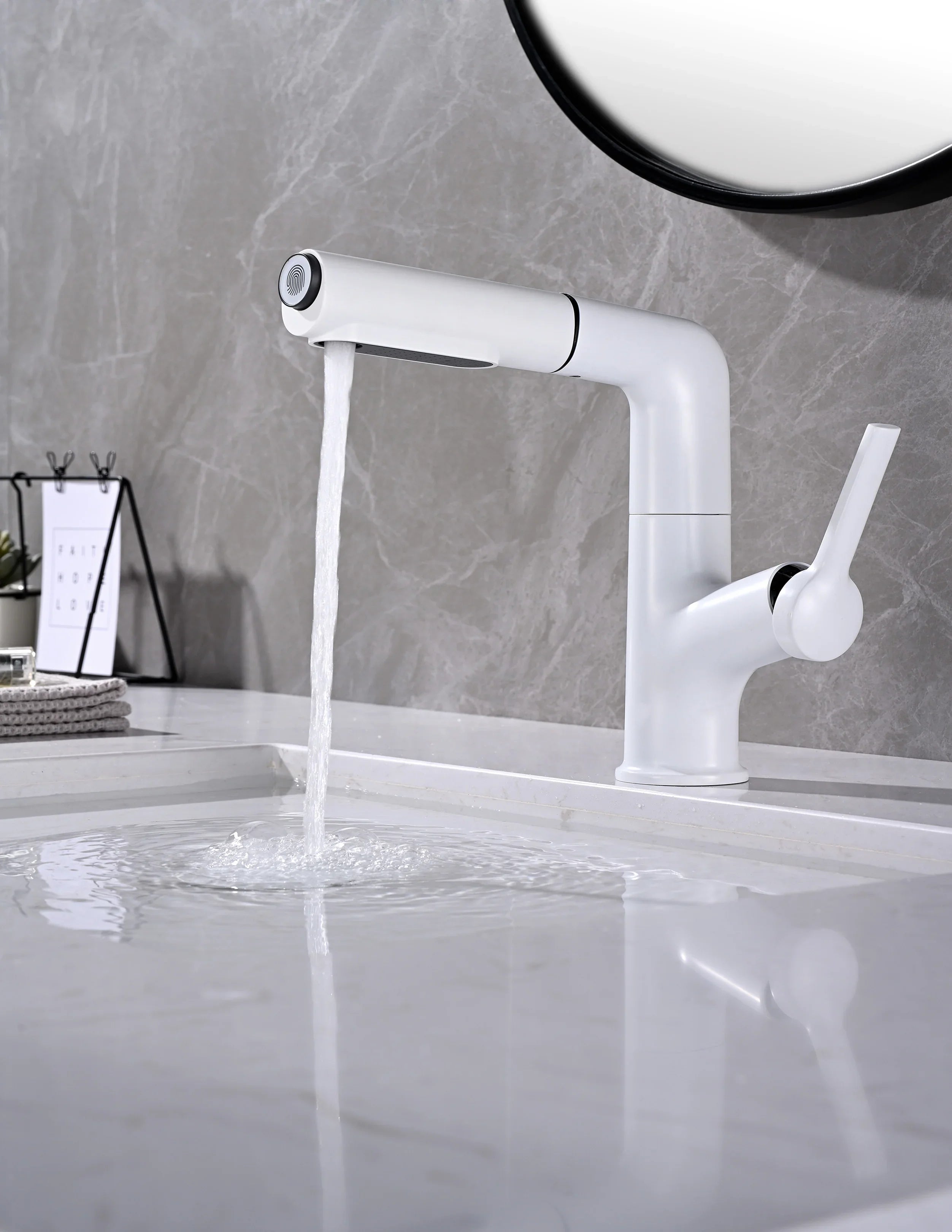 Fontaine Single Handle Bathroom Sink Faucet in White
