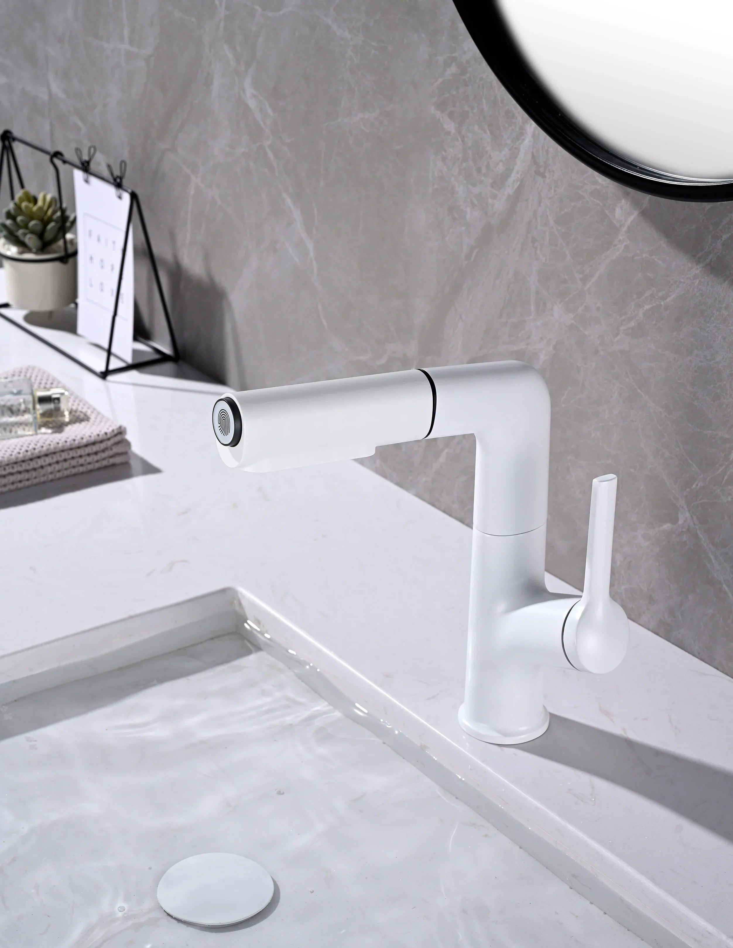 Fontaine Single Handle Bathroom Sink Faucet in White