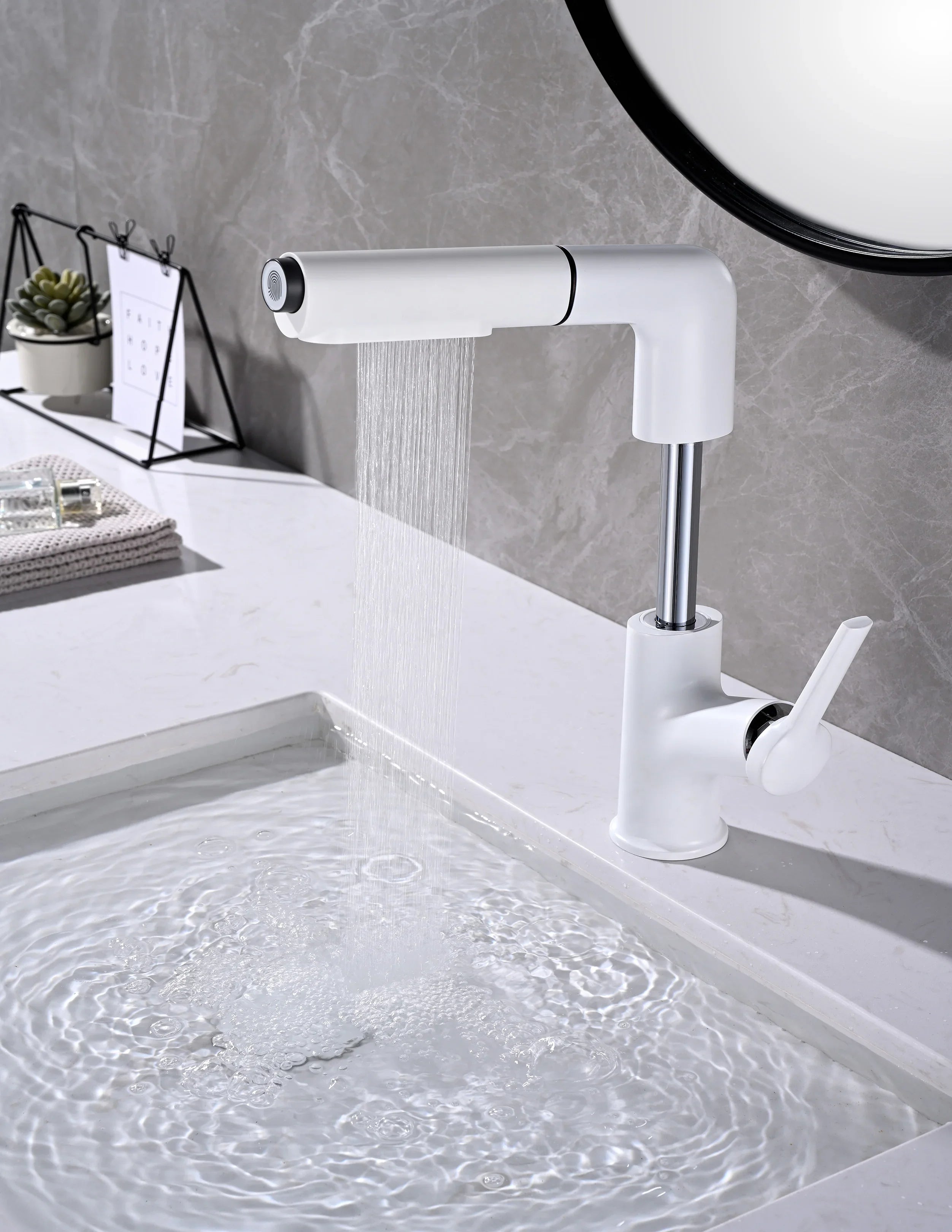 Fontaine Single Handle Bathroom Sink Faucet in White