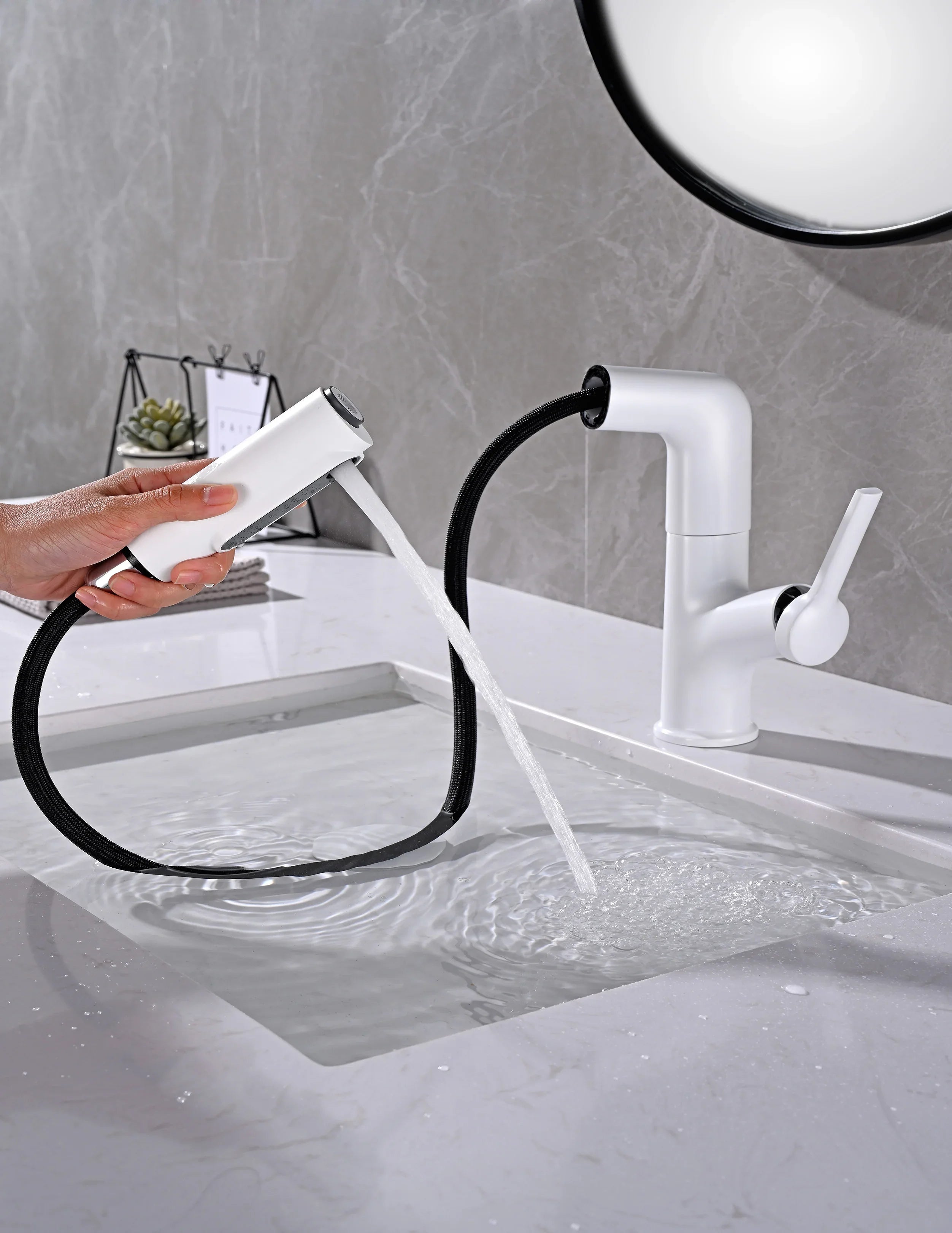 Fontaine Single Handle Bathroom Sink Faucet in White