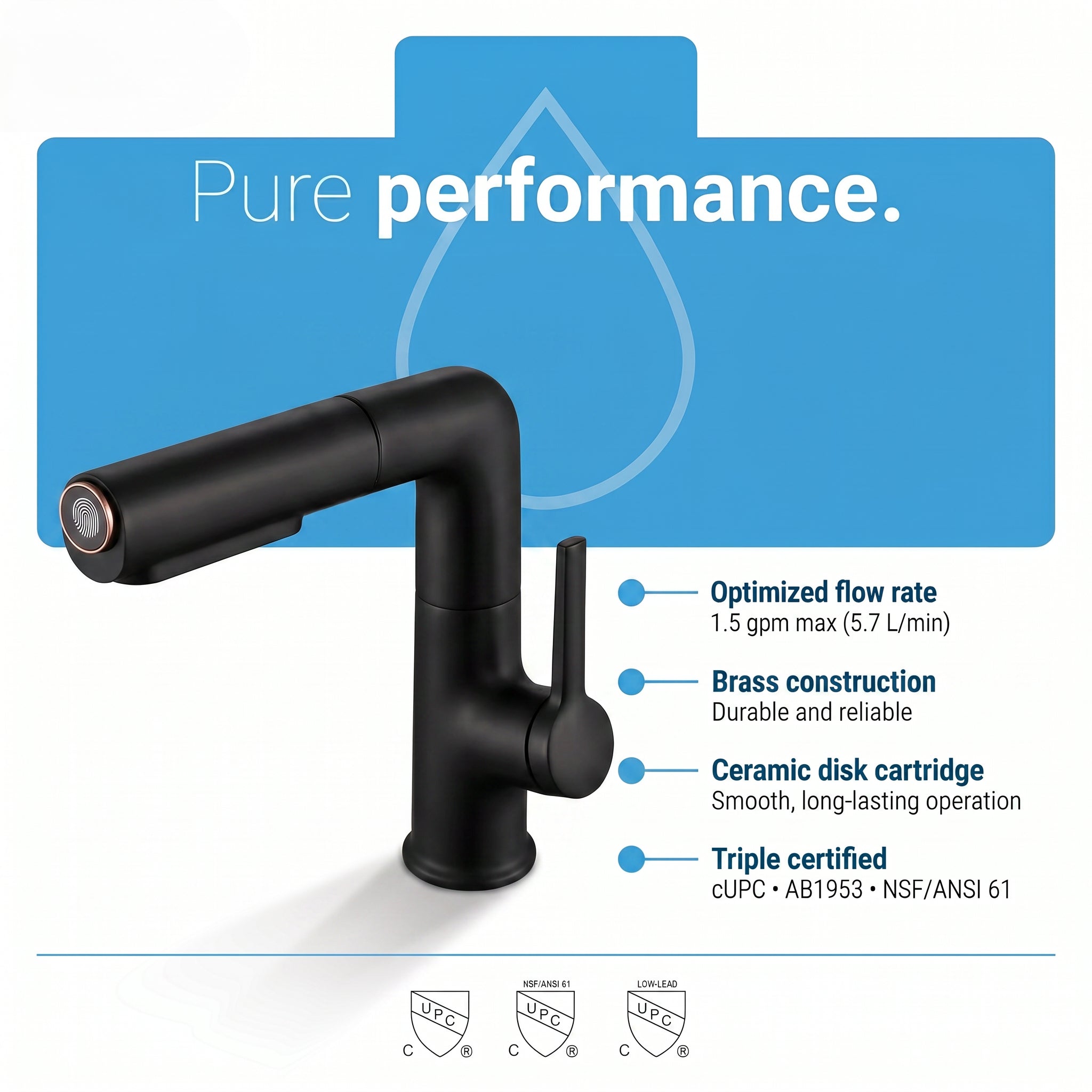 Fontaine Single Handle Bathroom Sink Faucet in Black