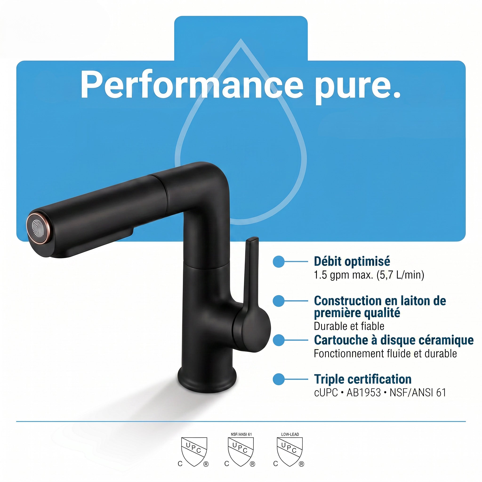 Fontaine Single Handle Bathroom Sink Faucet in Black