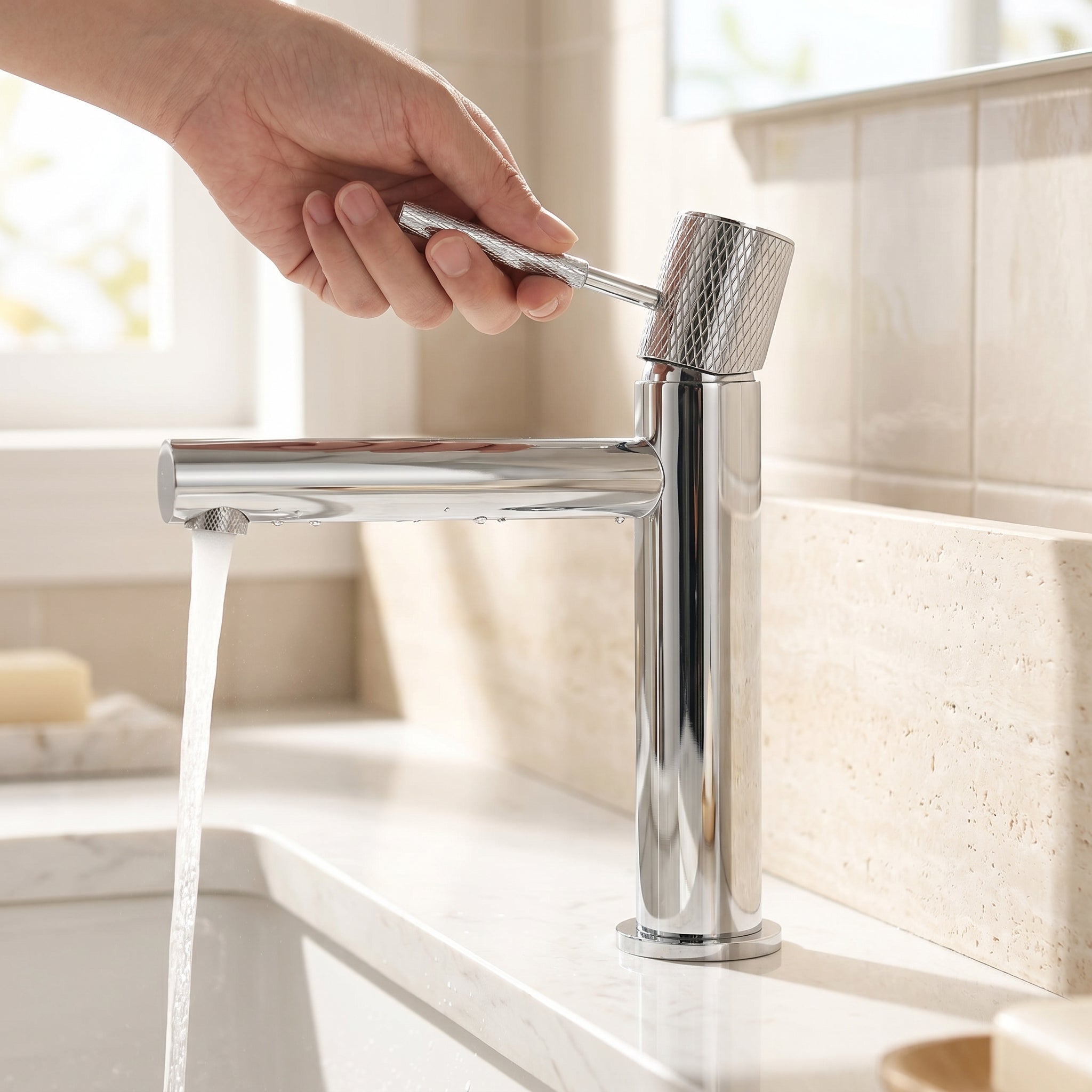 Robinet de Lavabo de Salle de Bains à 1 Poignée Marquis en Chromé