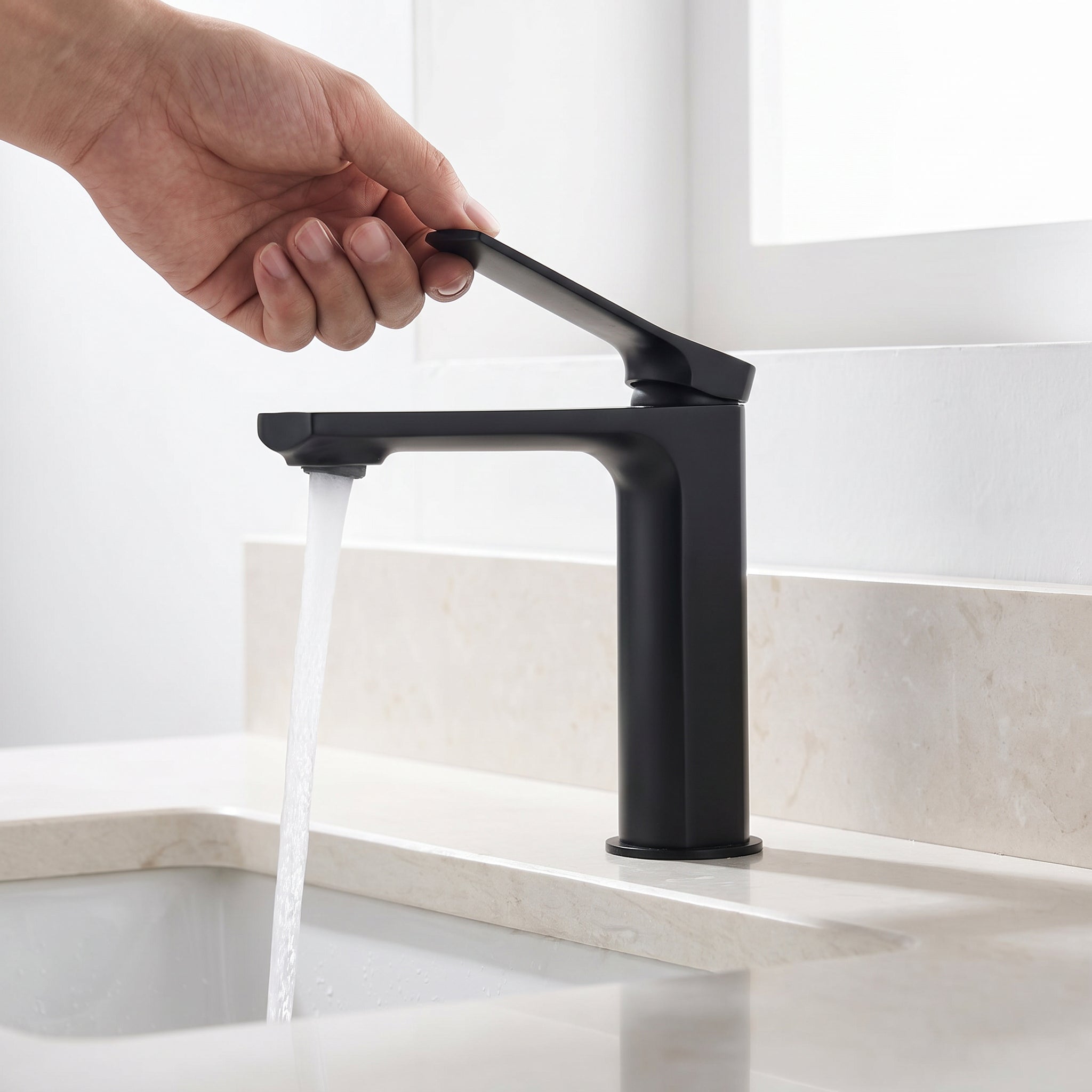 Robinet de Lavabo de Salle de Bains à 1 Poignée Idaho en Noir Mat