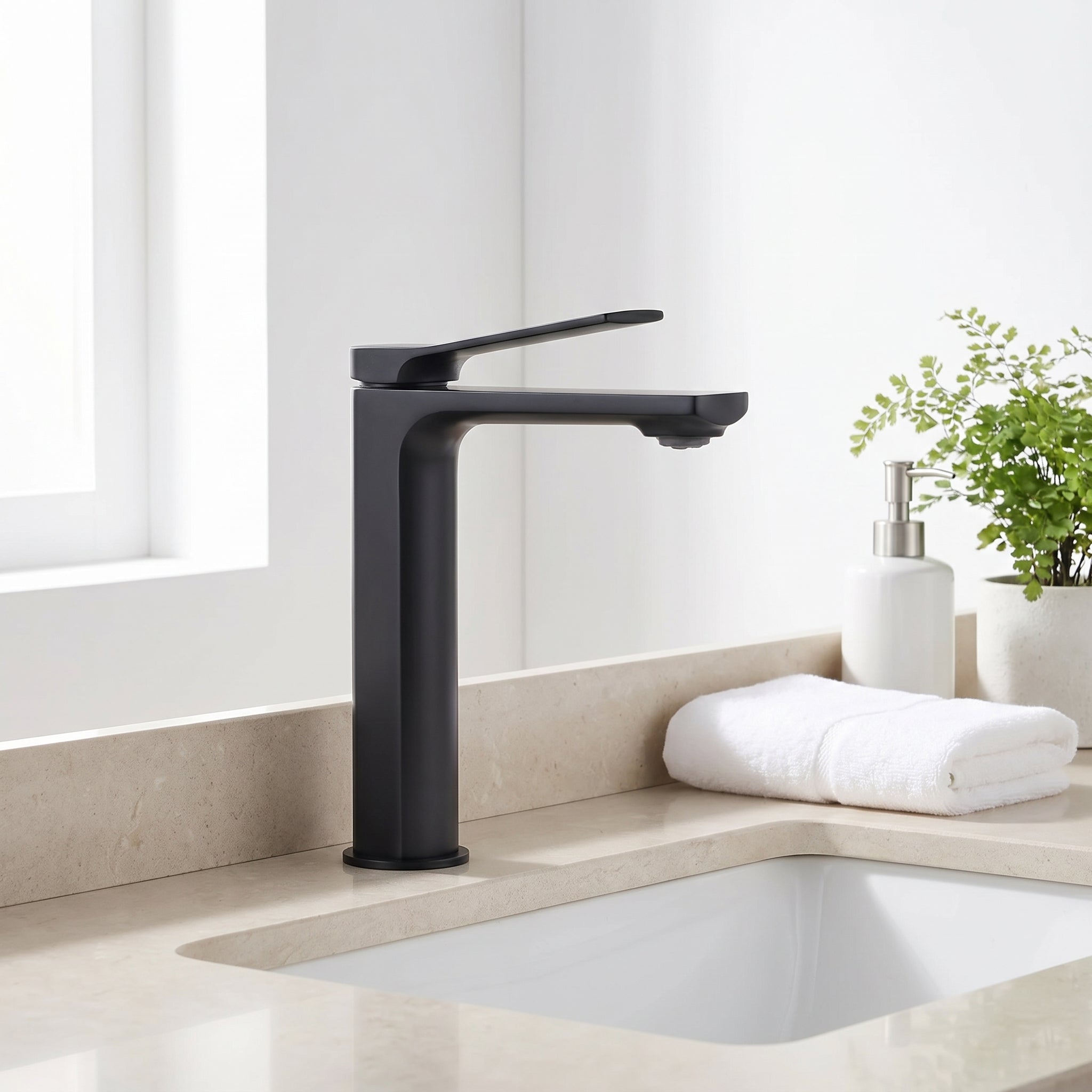 Robinet de Lavabo de Salle de Bains à 1 Poignée Idaho en Noir Mat