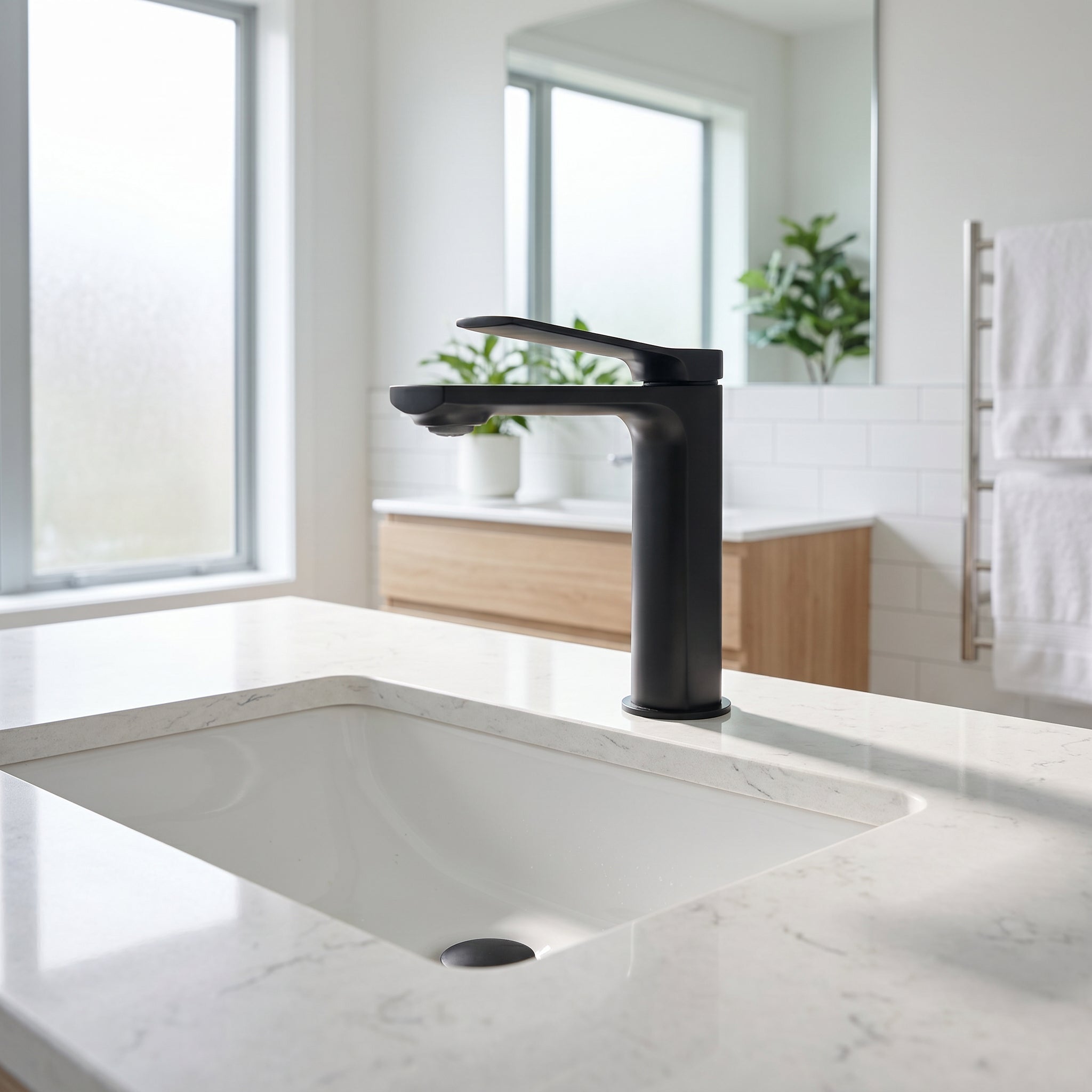 Robinet de Lavabo de Salle de Bains à 1 Poignée Idaho en Noir Mat