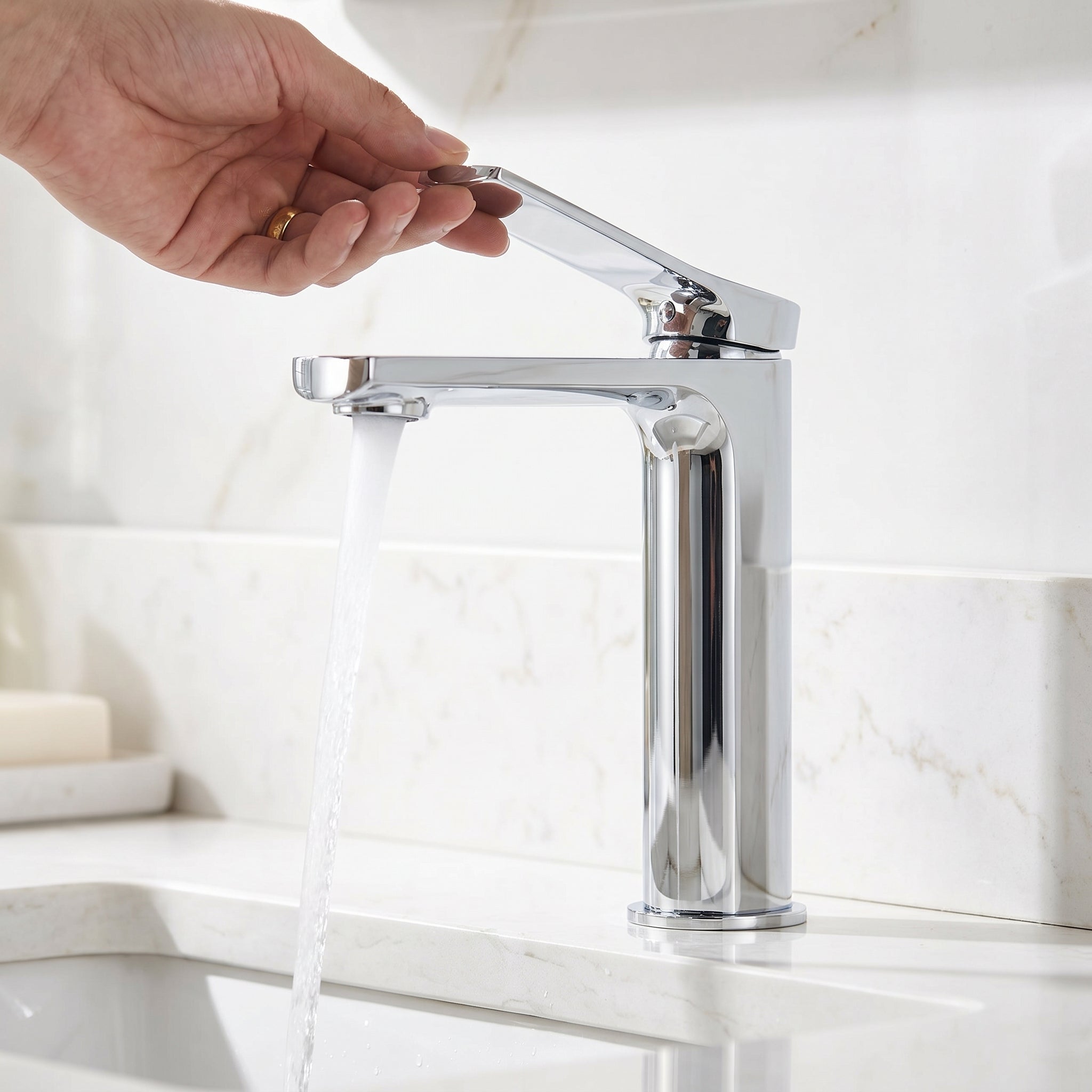 Robinet de Lavabo de Salle de Bains à 1 Poignée Idaho en Chromé