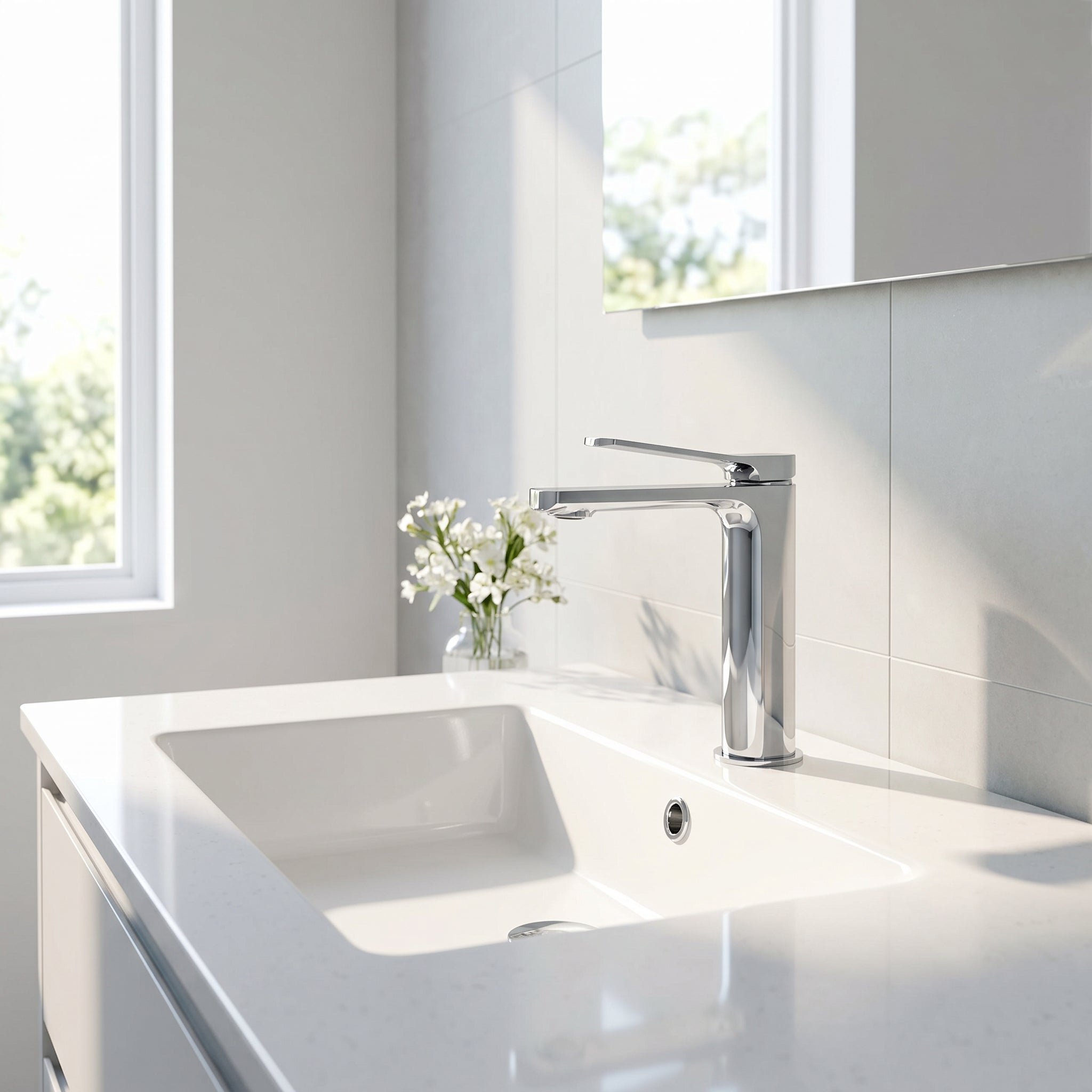 Robinet de Lavabo de Salle de Bains à 1 Poignée Idaho en Chromé