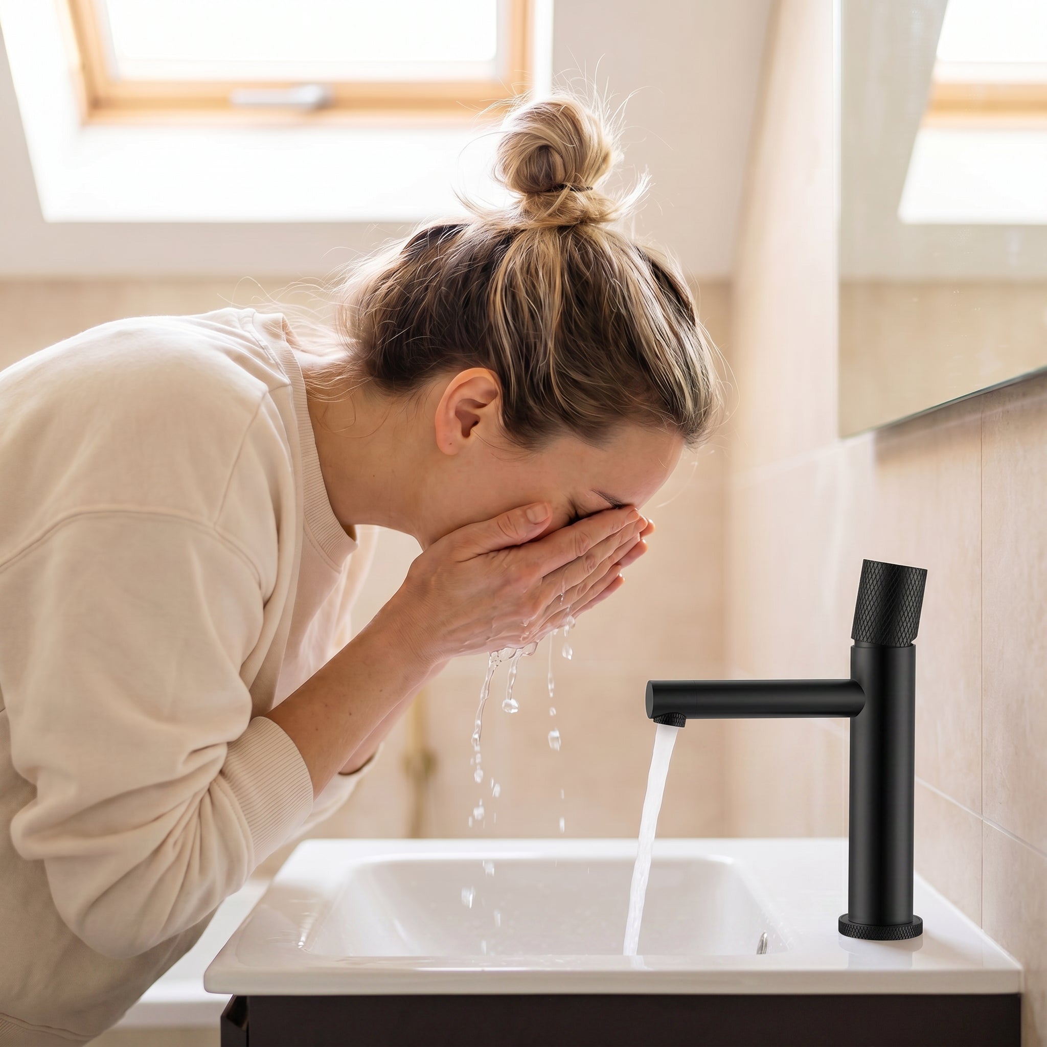 Robinet de Lavabo de Salle de Bains à 1 Poignée Sorento en Noir Mat