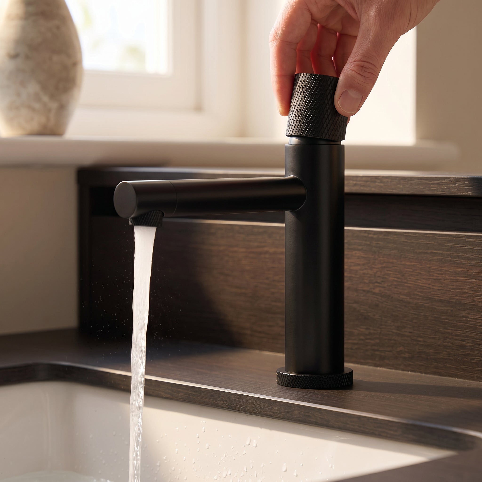 Robinet de Lavabo de Salle de Bains à 1 Poignée Sorento en Noir Mat