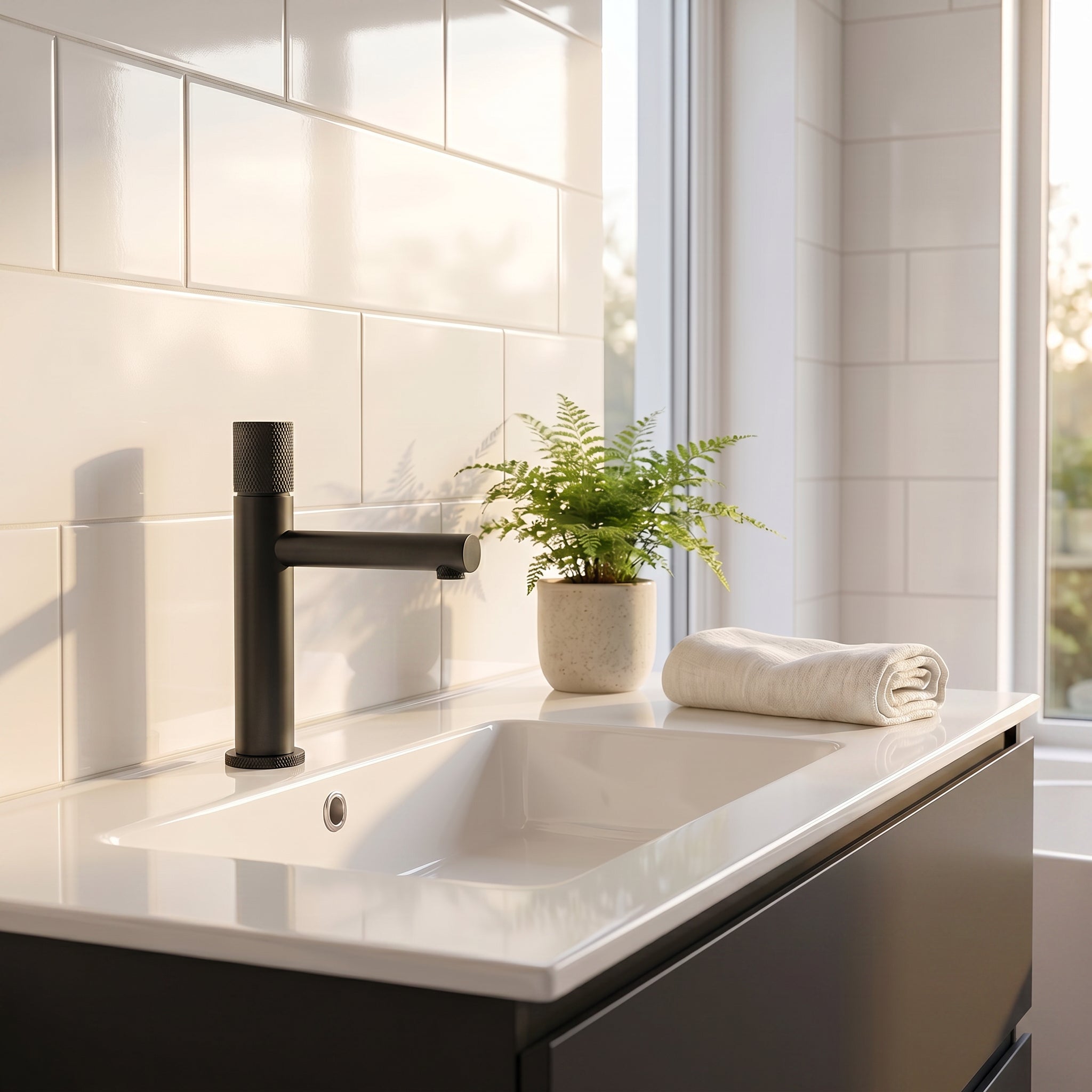 Robinet de Lavabo de Salle de Bains à 1 Poignée Sorento en Noir Mat