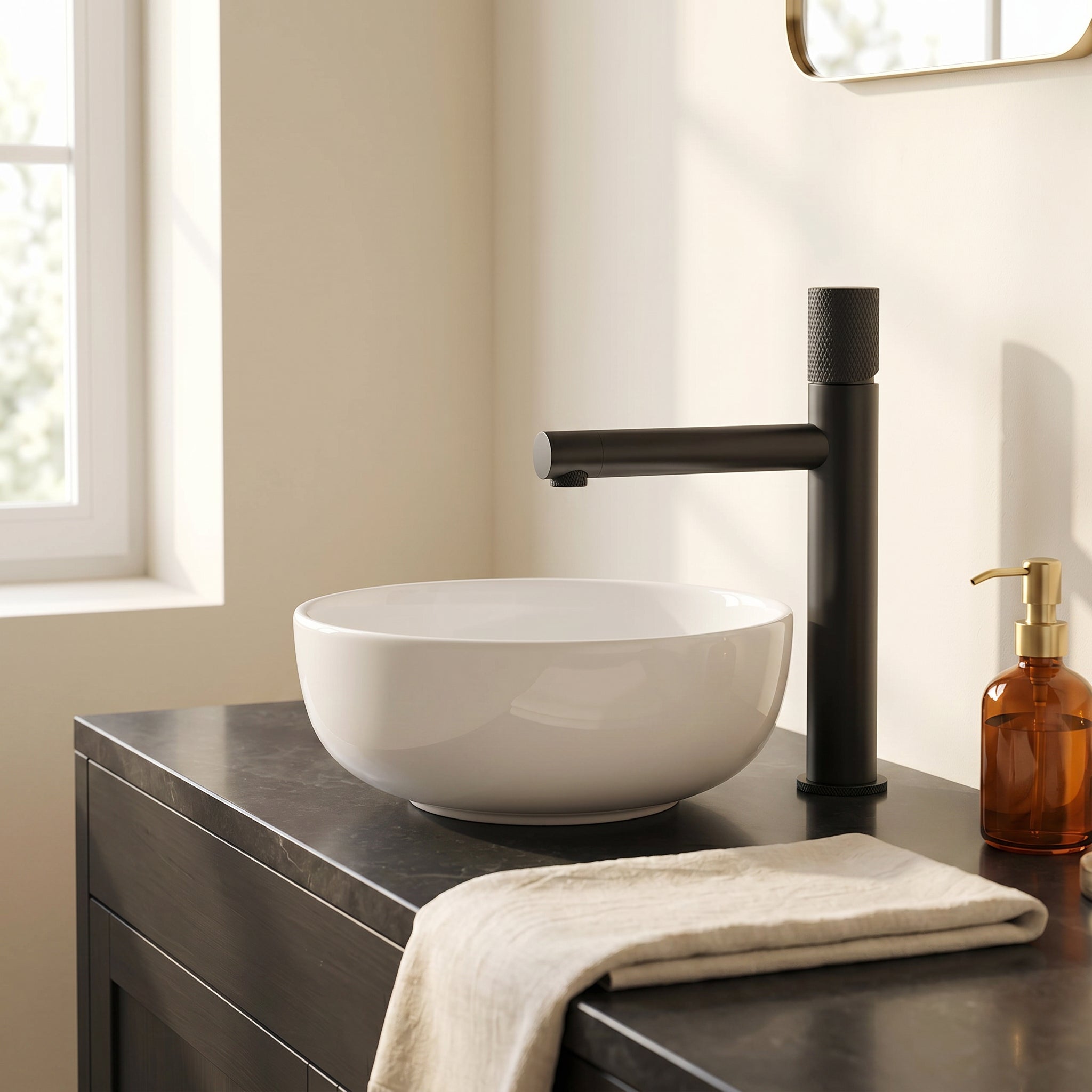 Robinet de Lavabo de Salle de Bains à 1 Poignée Sorento en Noir Mat