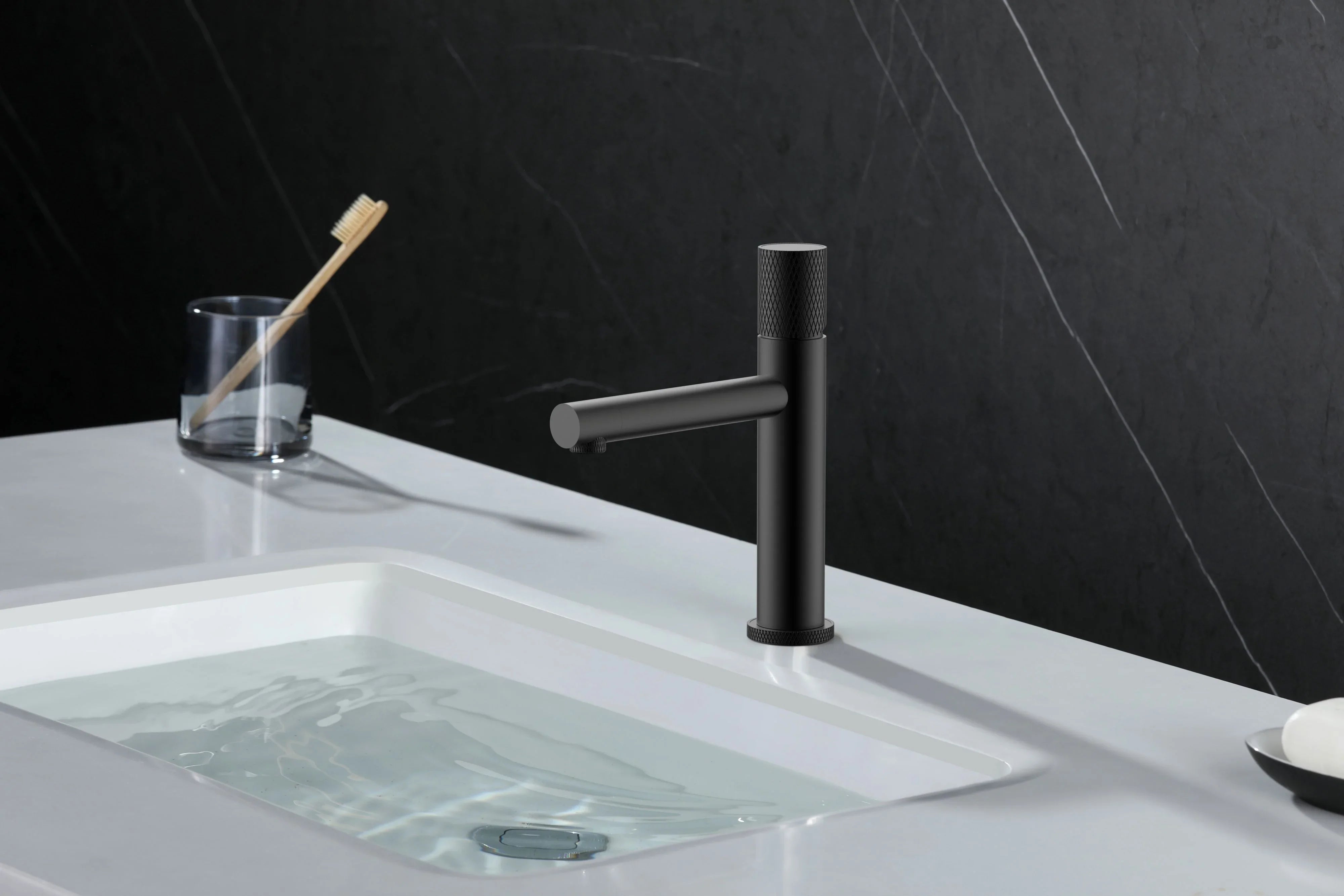 Sorento Single Handle Bathroom Sink Faucet in Matte Black