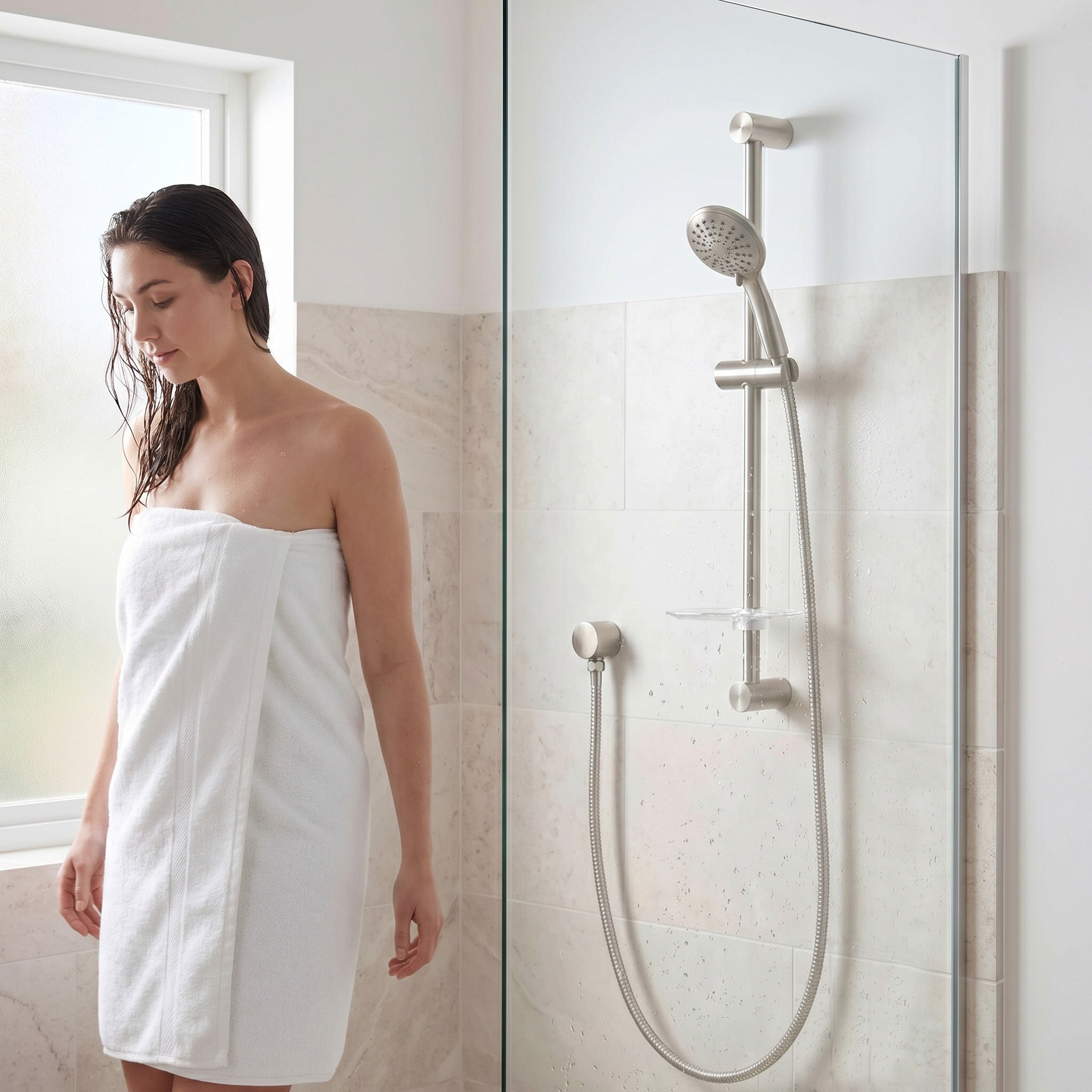 Bonn Brushed Nickel 4-Piece Slide Bar Shower Combo