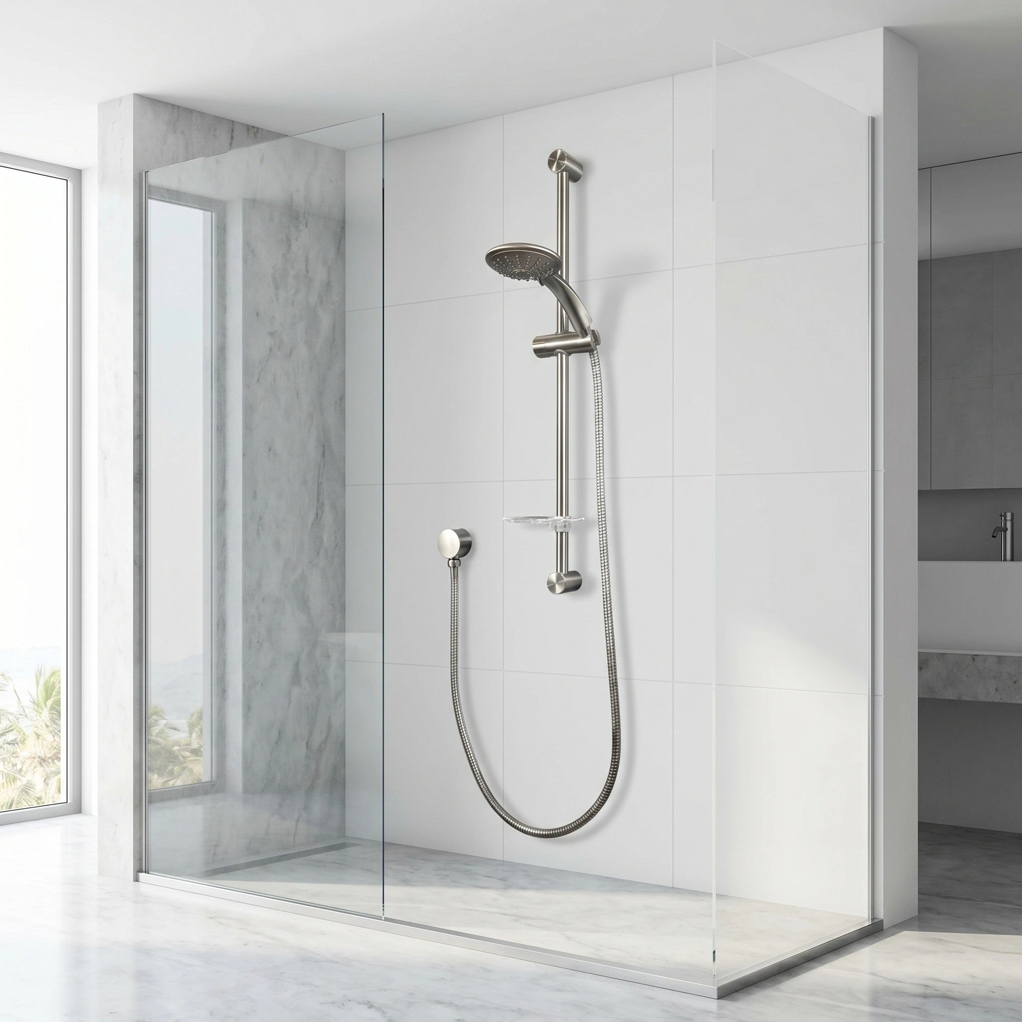 Bonn Brushed Nickel 4-Piece Slide Bar Shower Combo
