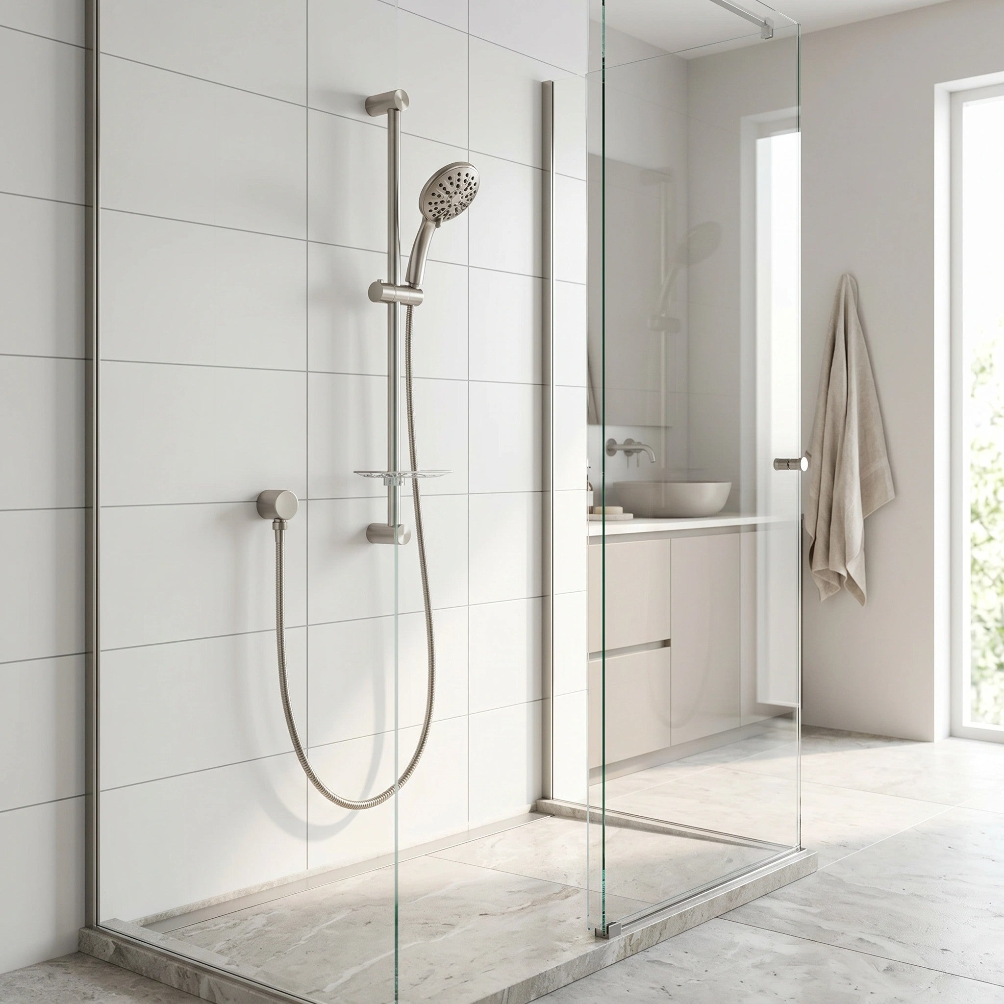 Bonn Brushed Nickel 4-Piece Slide Bar Shower Combo