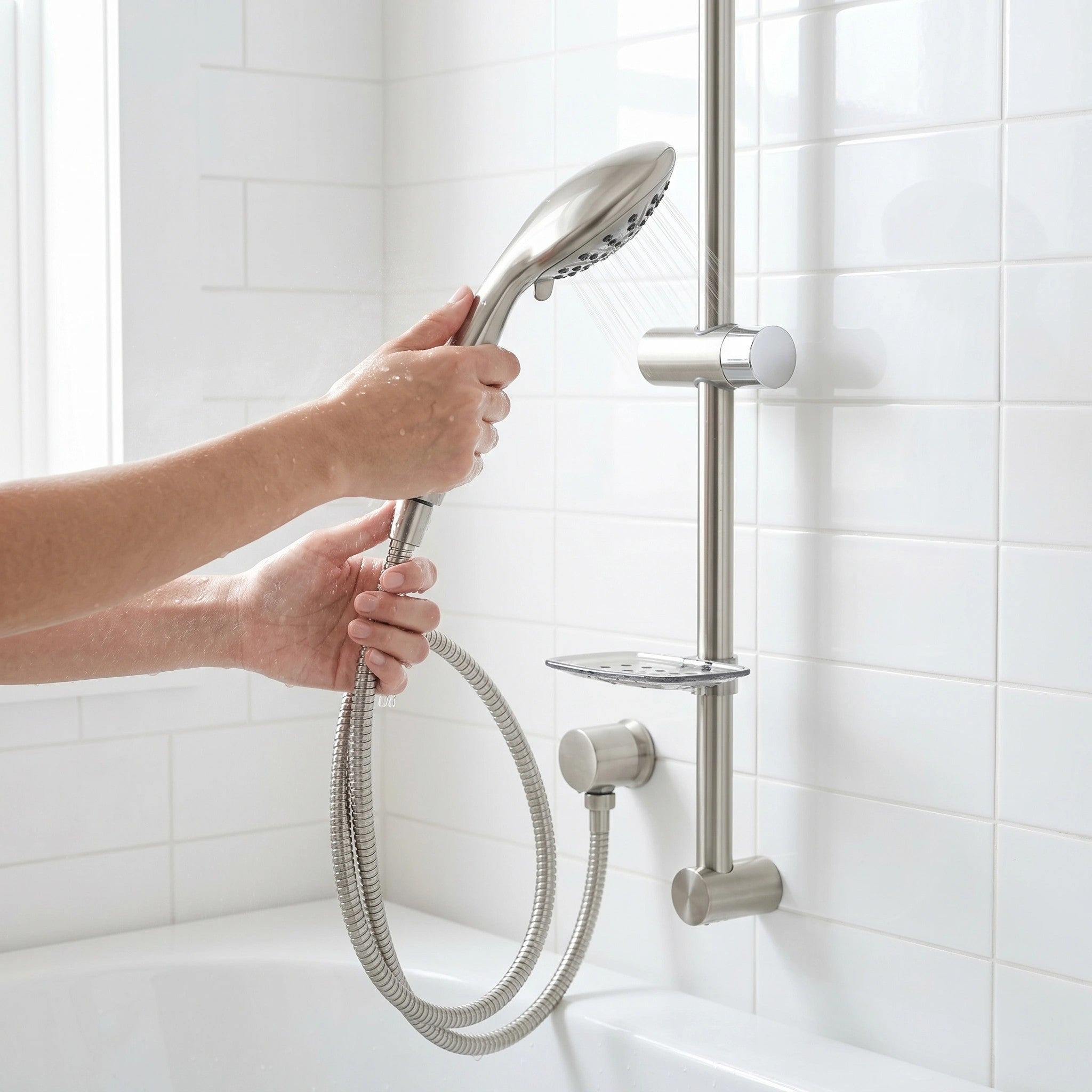 Bonn Brushed Nickel 4-Piece Slide Bar Shower Combo