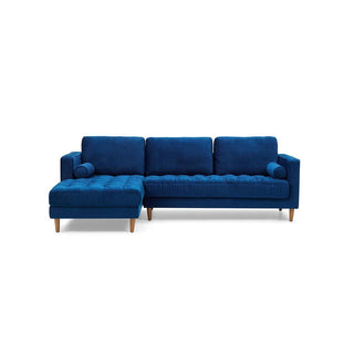 Bente Tufted Velvet Sectional Sofa - Blue