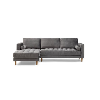 Bente Tufted Velvet Sectional Sofa - Grey