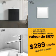 Bundle and Save: 24" Dark Brown Oak Freestanding Bathroom Vanity with Mirror and Faucet