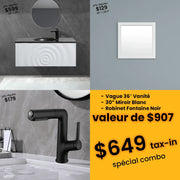 Bundle and Save: 36" Matte White Wall Mount Bathroom Vanity with Mirror and Faucet