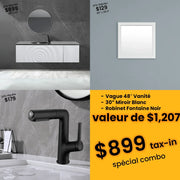Bundle and Save: 48" Matte White Wall Mount Bathroom Vanity with Mirror and Faucet