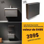 Bundle and Save: 32" Karson Oak Wall Hung Bathroom Vanity with LED Medicine Cabinet