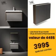 Bundle and Save: 32" Karson Oak Wall Hung Bathroom Vanity with LED Medicine Cabinet