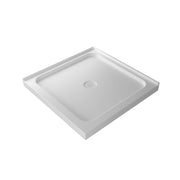 Base de douche d'angle blanche 36po x 36po avec drain central - Collection Tina