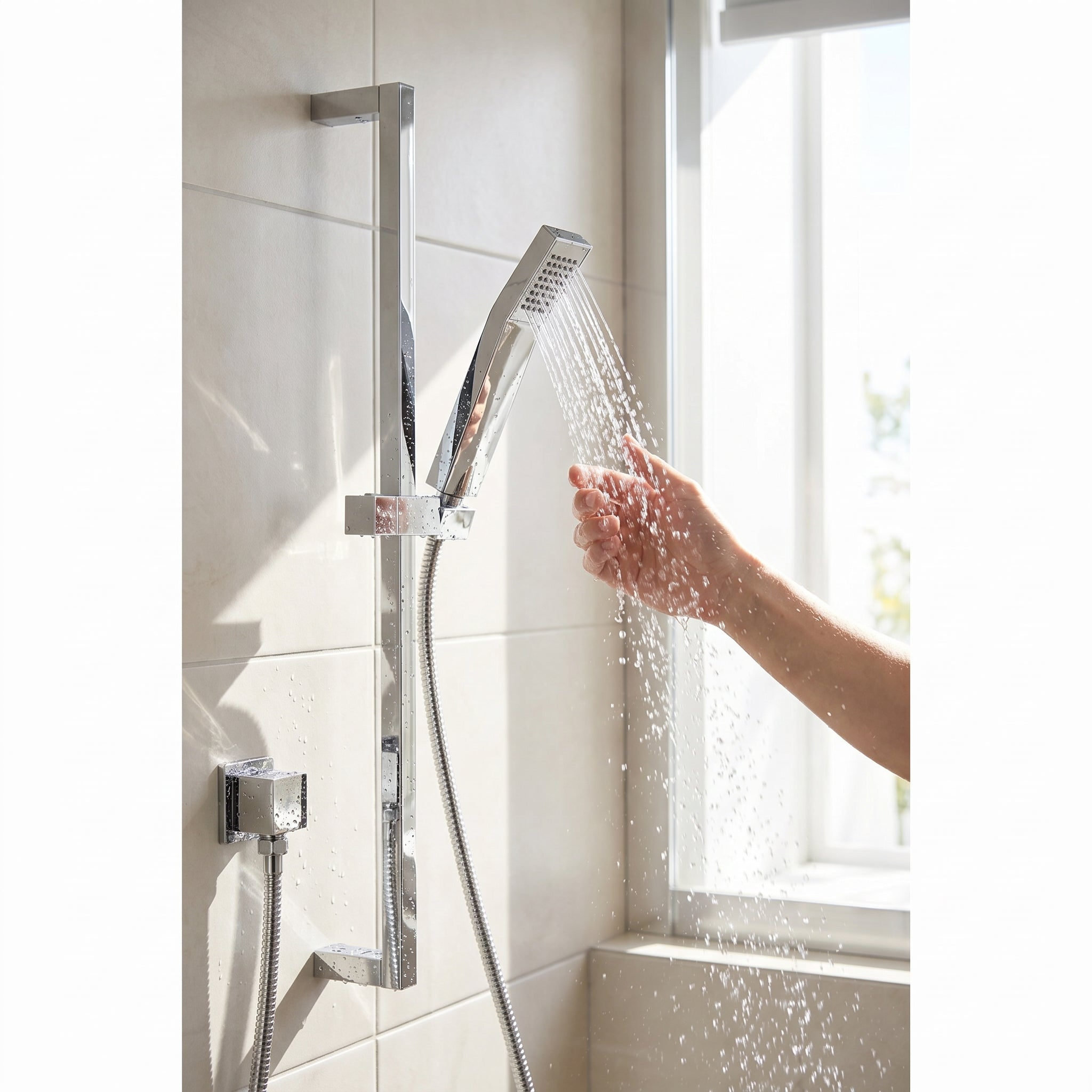 Camellia Sliding Rail Handheld Shower Set - Polished Chrome