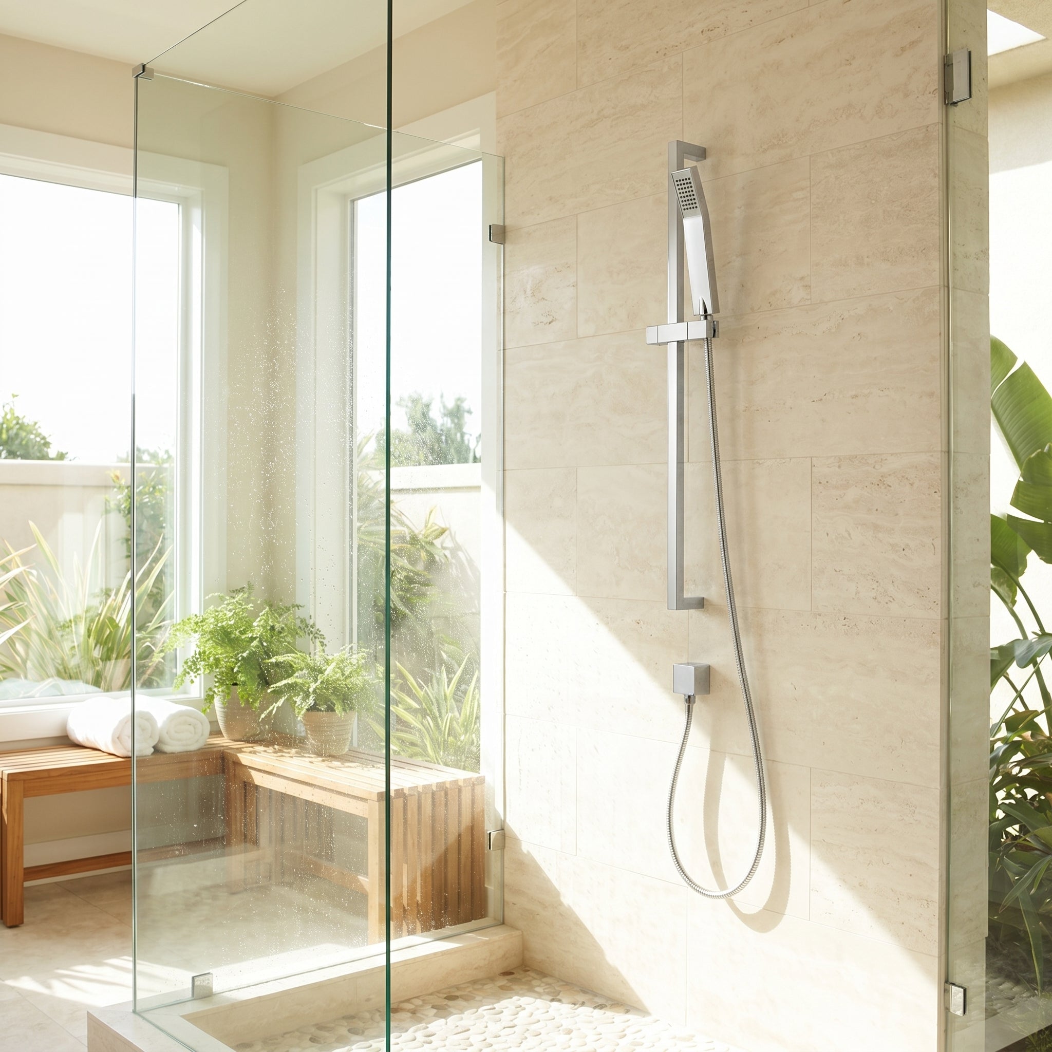 Camellia Sliding Rail Handheld Shower Set - Polished Chrome