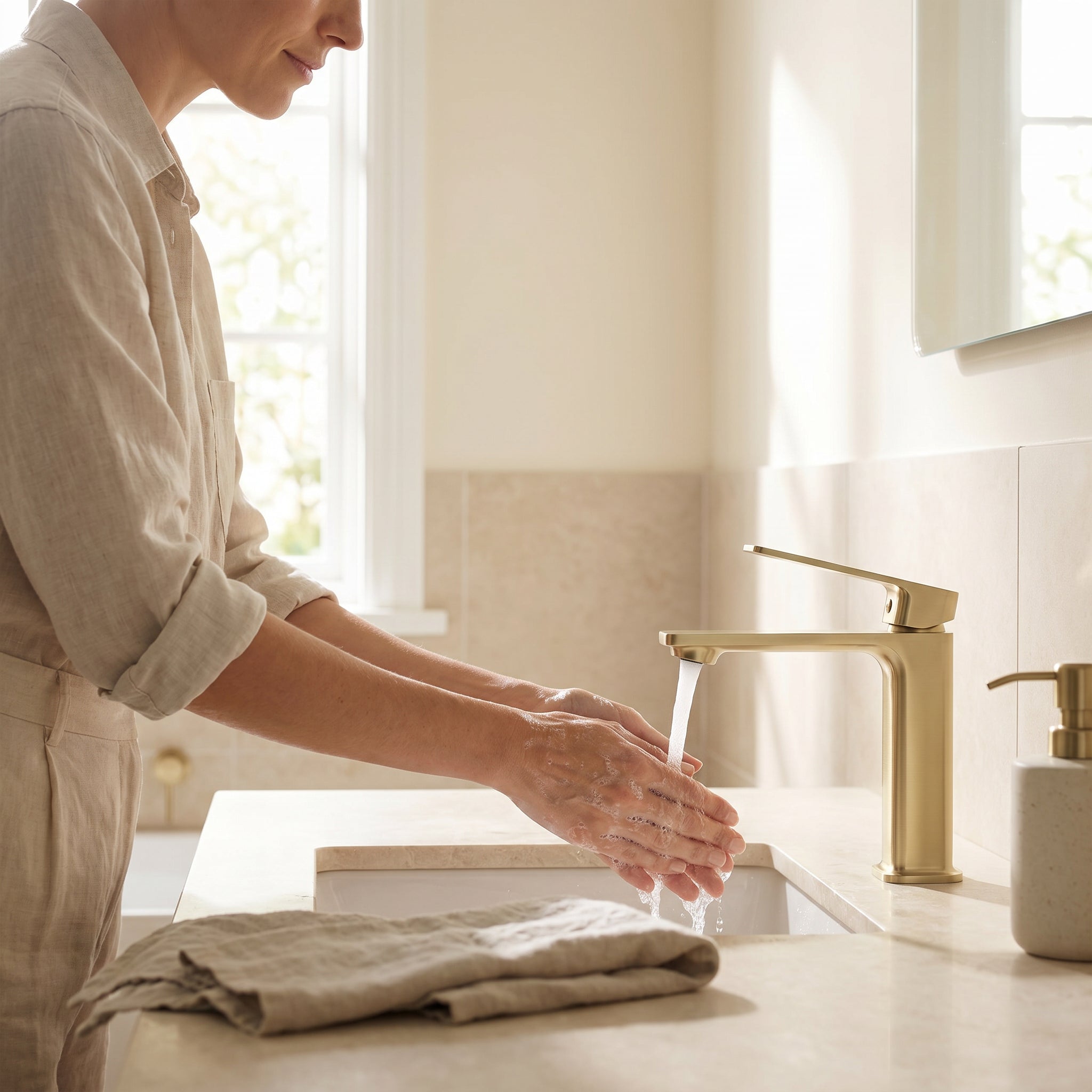 Camaro Single Handle Bathroom Sink Faucet in Brushed Gold