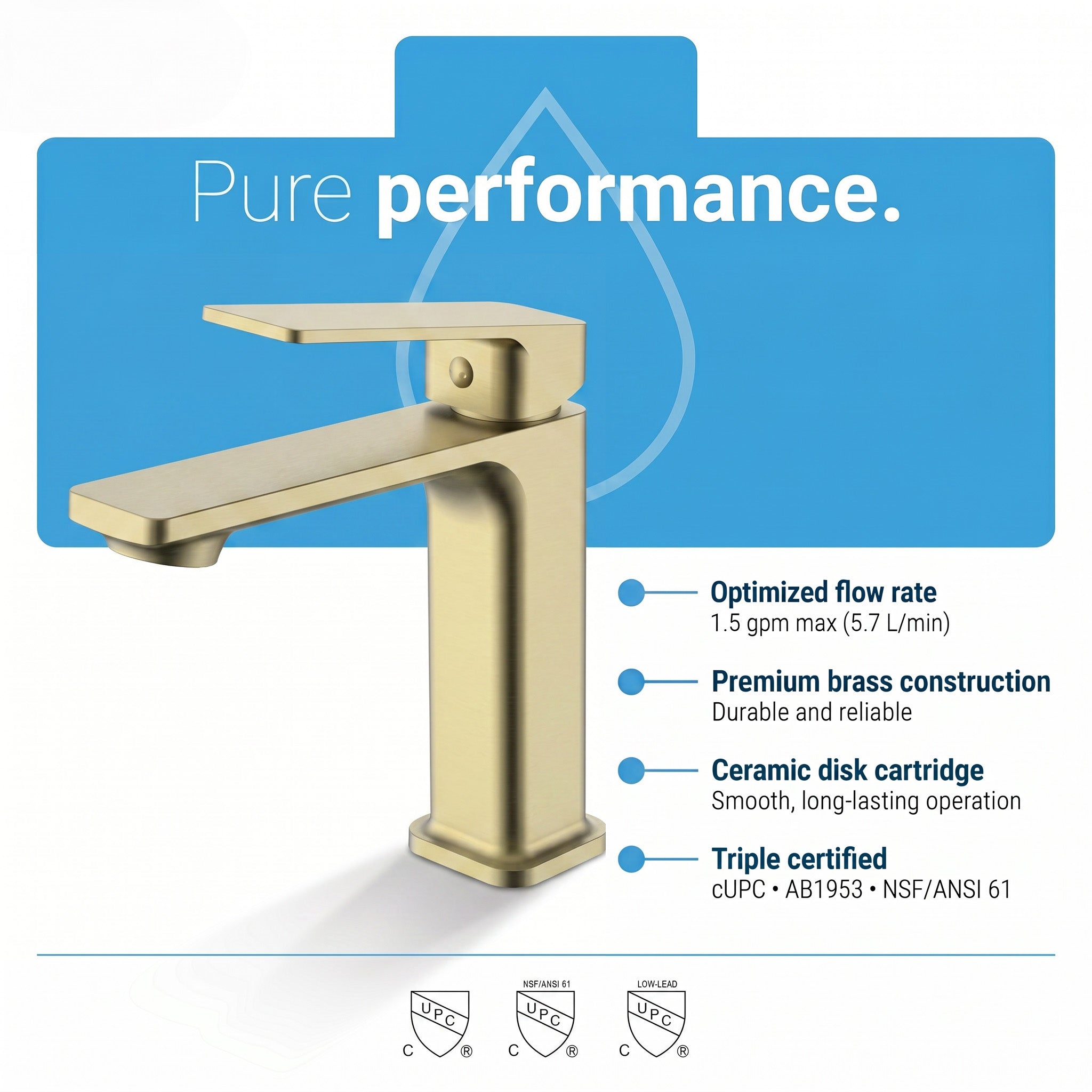 Camaro Single Handle Bathroom Sink Faucet in Brushed Gold