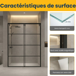 48" x 79" Framed Reversible Sliding Shower Door in Matte Black with Clear Glass Without Base