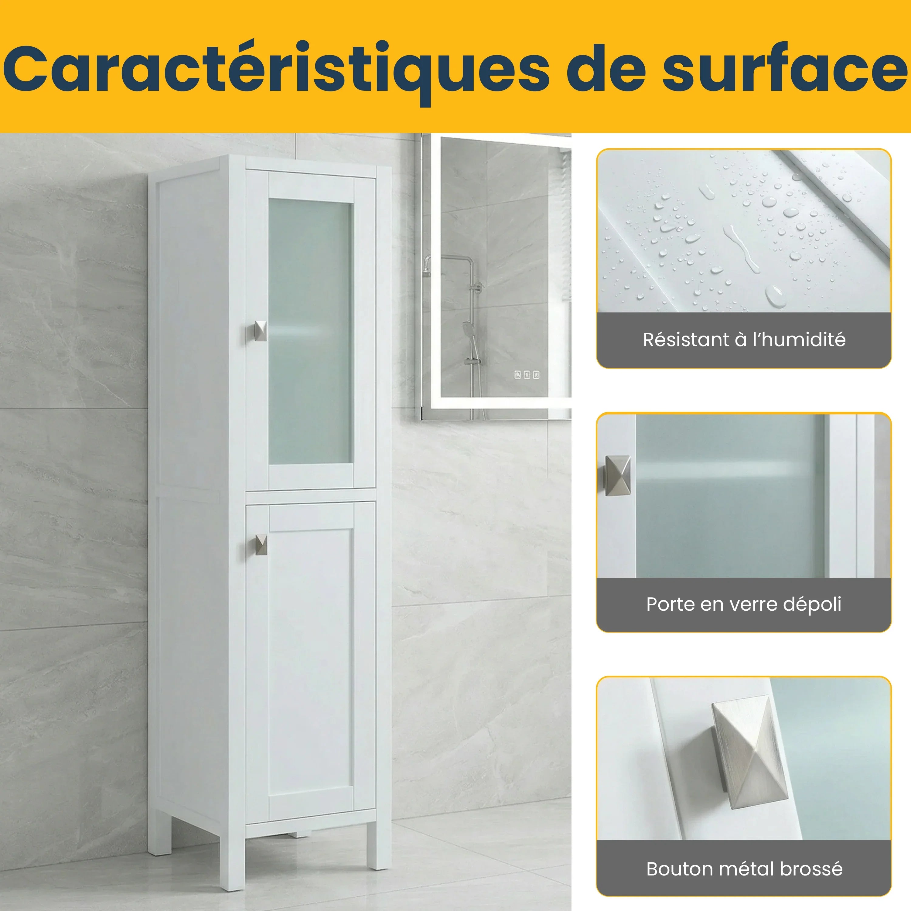 Armoire à linge de salle de bain autoportante - Collection Bilbao blanche