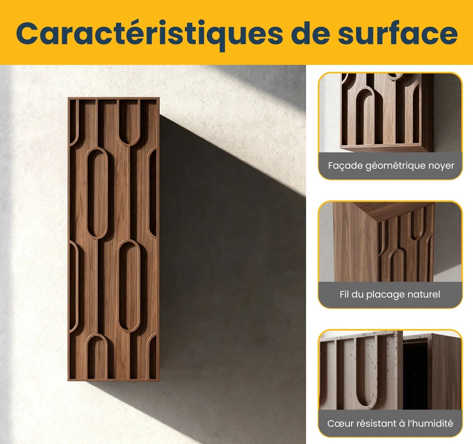 Meuble d'appoint Belfort en noyer, 1 porte avec étagères - Rangement de salle de bain