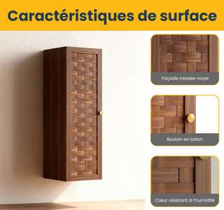 Toulouse Walnut 1-Door Side Cabinet with Shelves - Bathroom Storage