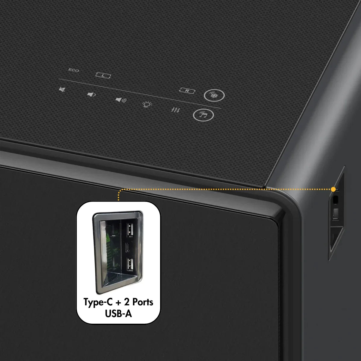 SERA Smart Coffee Table with Refrigerated Drawers, Bluetooth Speakers, Wireless Charging & LED Touch Control - White / Dark Grey / Brown