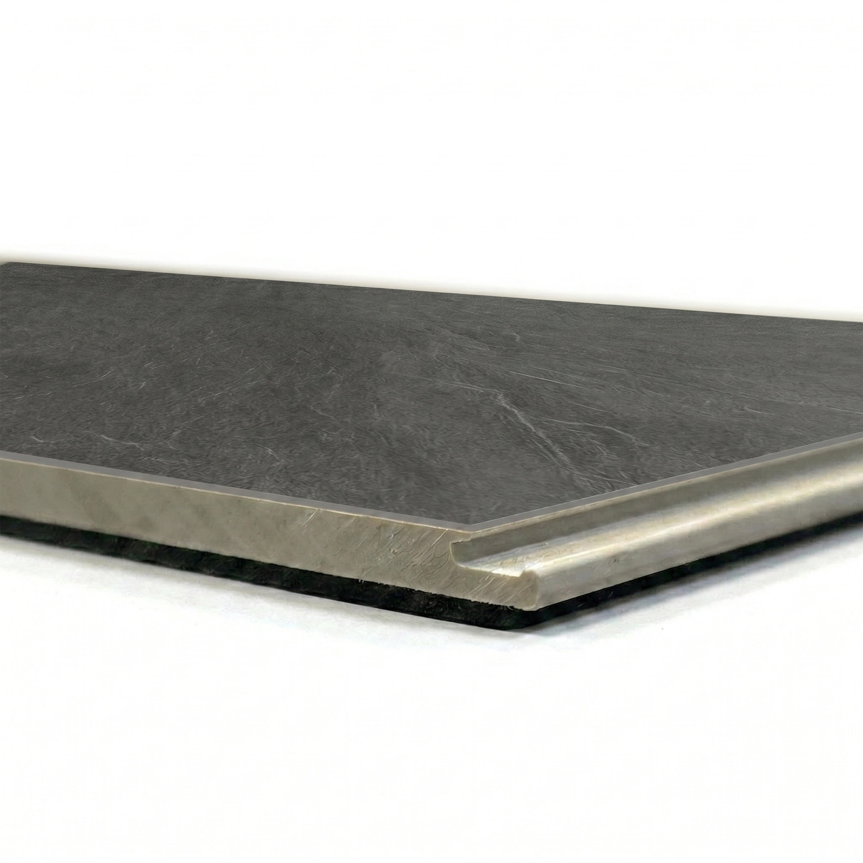 Karaka Black 5mm SPC Luxury Vinyl True Grout Tile | 12" x 48"