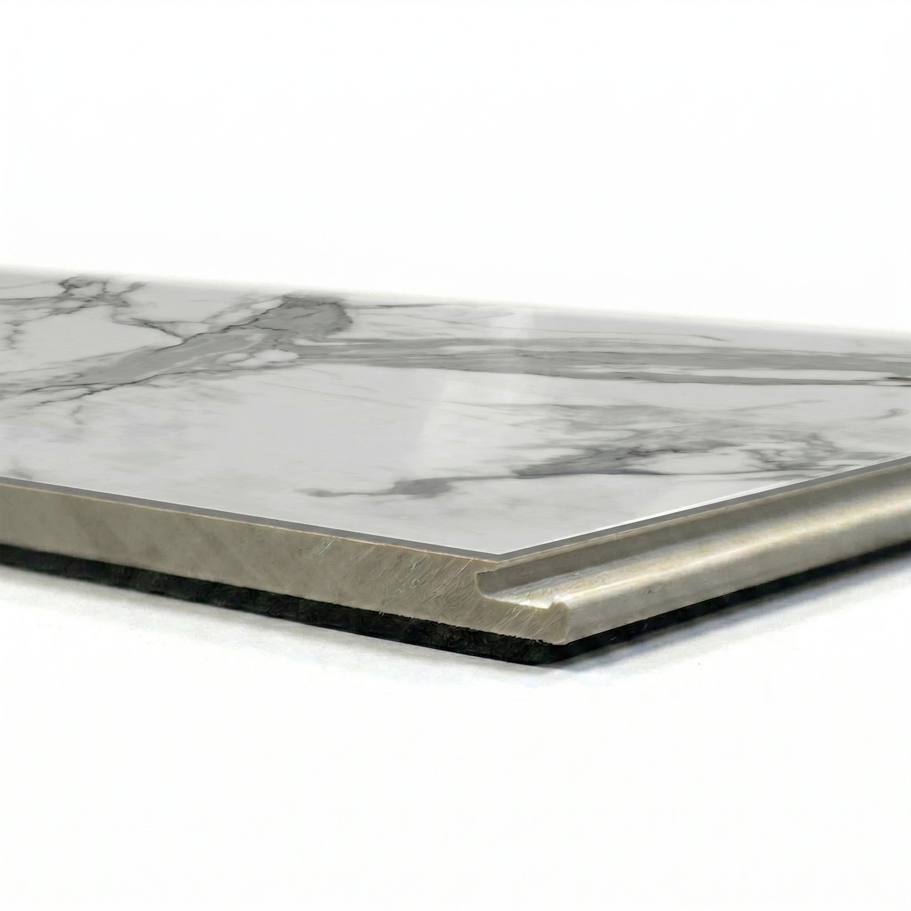 Carrara Marble Matte White 5 mm SPC Luxury Vinyl True Grout Tile  | 12" x 48"