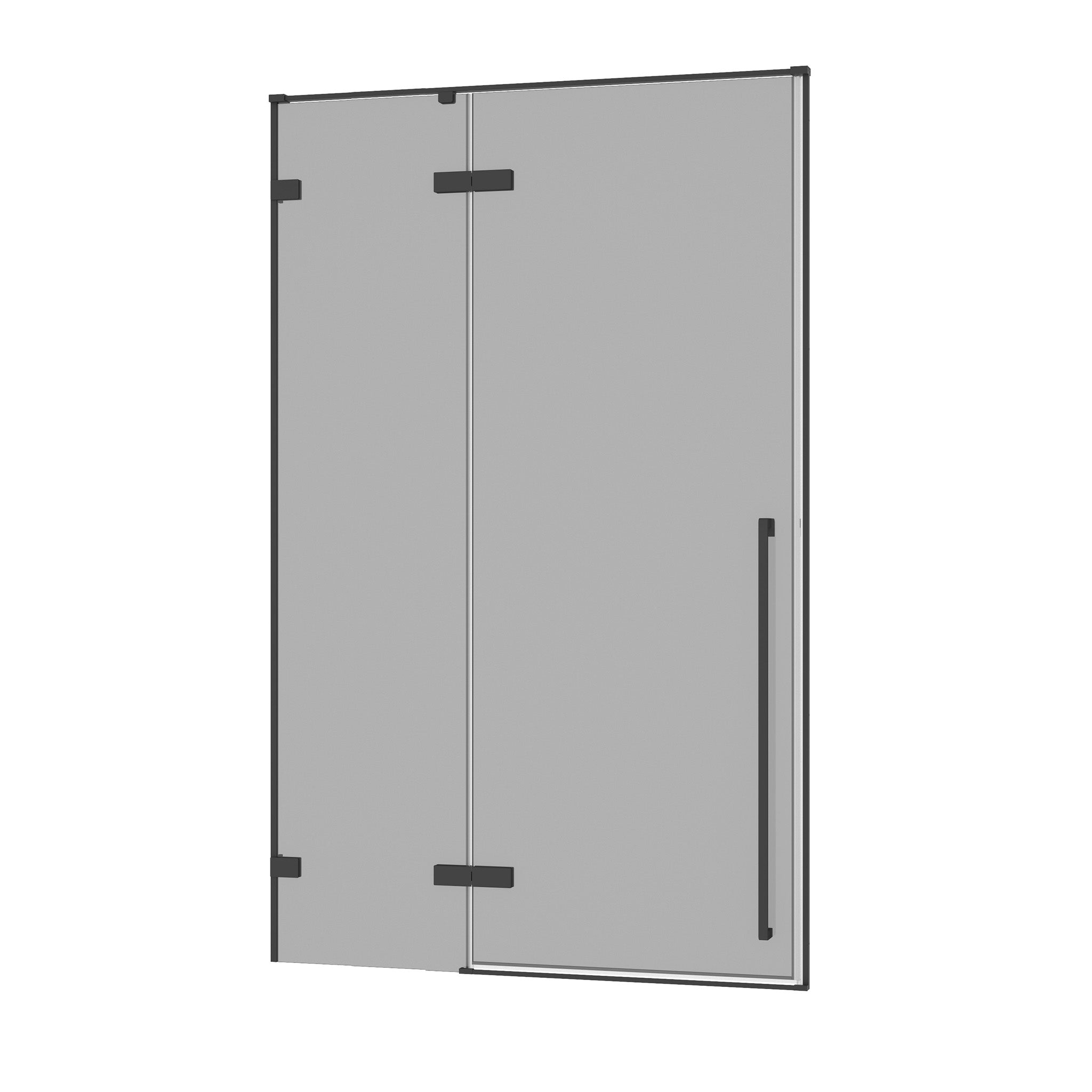 57.6"-58" x 79" Reversible Matte Black Pivot Shower Door with Black Tinted Glass