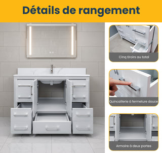 Meuble-lavabo autoportant Hampton gris 42"