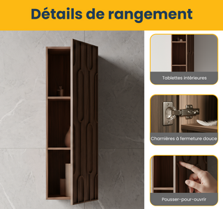 Meuble d'appoint Belfort en noyer, 1 porte avec étagères - Rangement de salle de bain