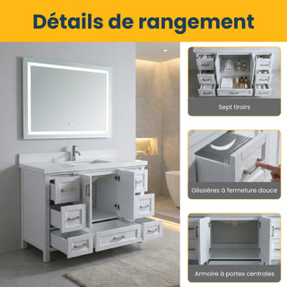 48" Hampton Grey Freestanding Single Sink Bathroom Vanity with Calcutta Quartz 4cm Countertop Nevada Collection