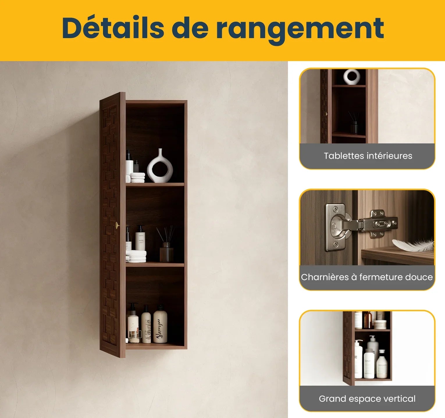 Toulouse Walnut 1-Door Side Cabinet with Shelves