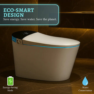 SERA Witty Smart Bidet Toilet, One-Piece Toilet with Auto Jet Flush, Auto Open/Close Lid, Warm Water Wash, Warm-Air Dryer, Heated Seat – Black Display