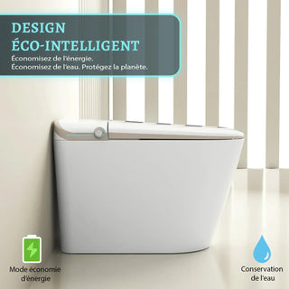 SERA Sigma Smart Bidet Toilet, One-Piece Toilet with Auto Jet Flush, Auto Open/Close Lid, Warm Water Wash, Warm-Air Dryer, Heated Seat – Gold Trim